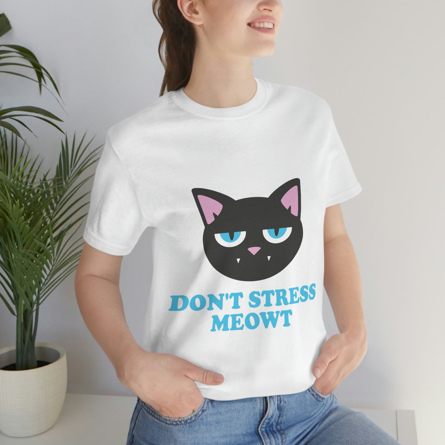 Don't Stress Meowt Funny Cat Meme Quotes Unisex Jersey Short Sleeve T-Shirt Ichaku [Perfect Gifts Selection]