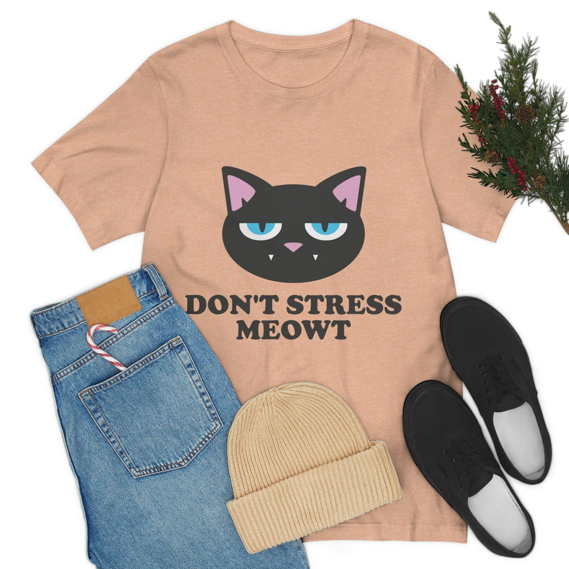 Don't Stress Meowt Funny Cat Meme Quotes Unisex Jersey Short Sleeve T-Shirt Ichaku [Perfect Gifts Selection]