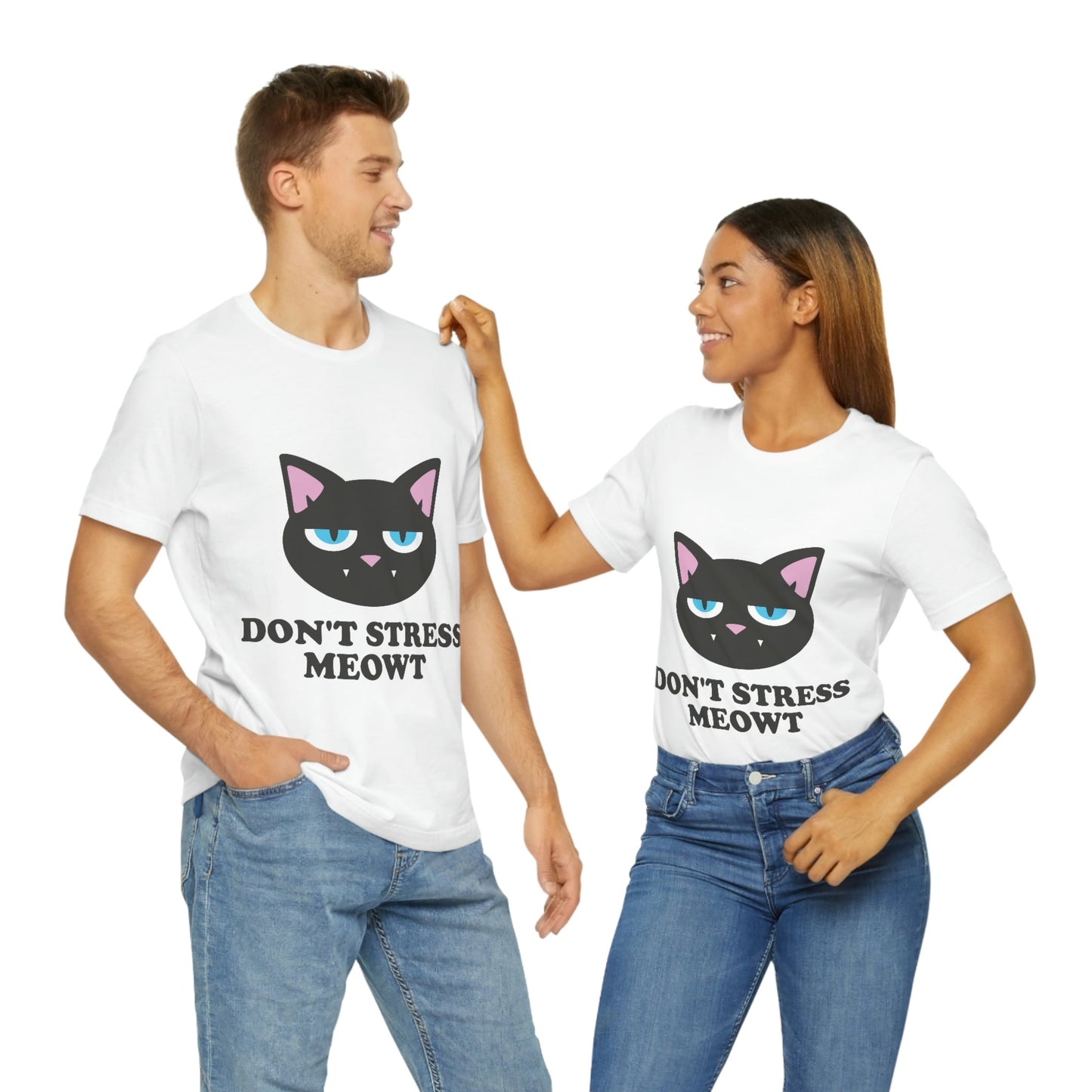 Don't Stress Meowt Funny Cat Meme Quotes Unisex Jersey Short Sleeve T-Shirt Ichaku [Perfect Gifts Selection]