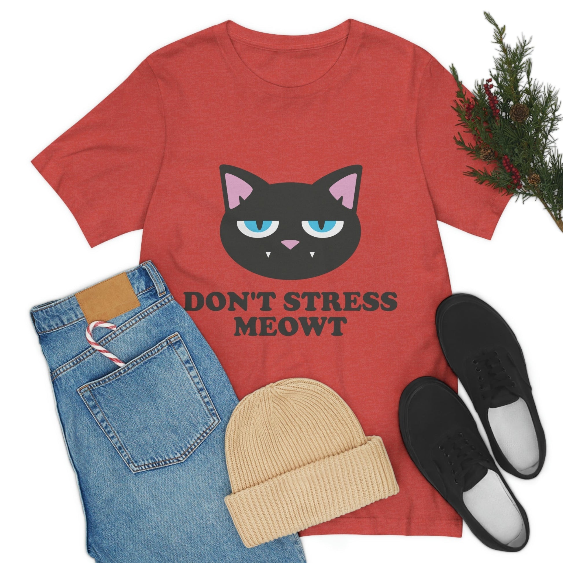Don't Stress Meowt Funny Cat Meme Quotes Unisex Jersey Short Sleeve T-Shirt Ichaku [Perfect Gifts Selection]