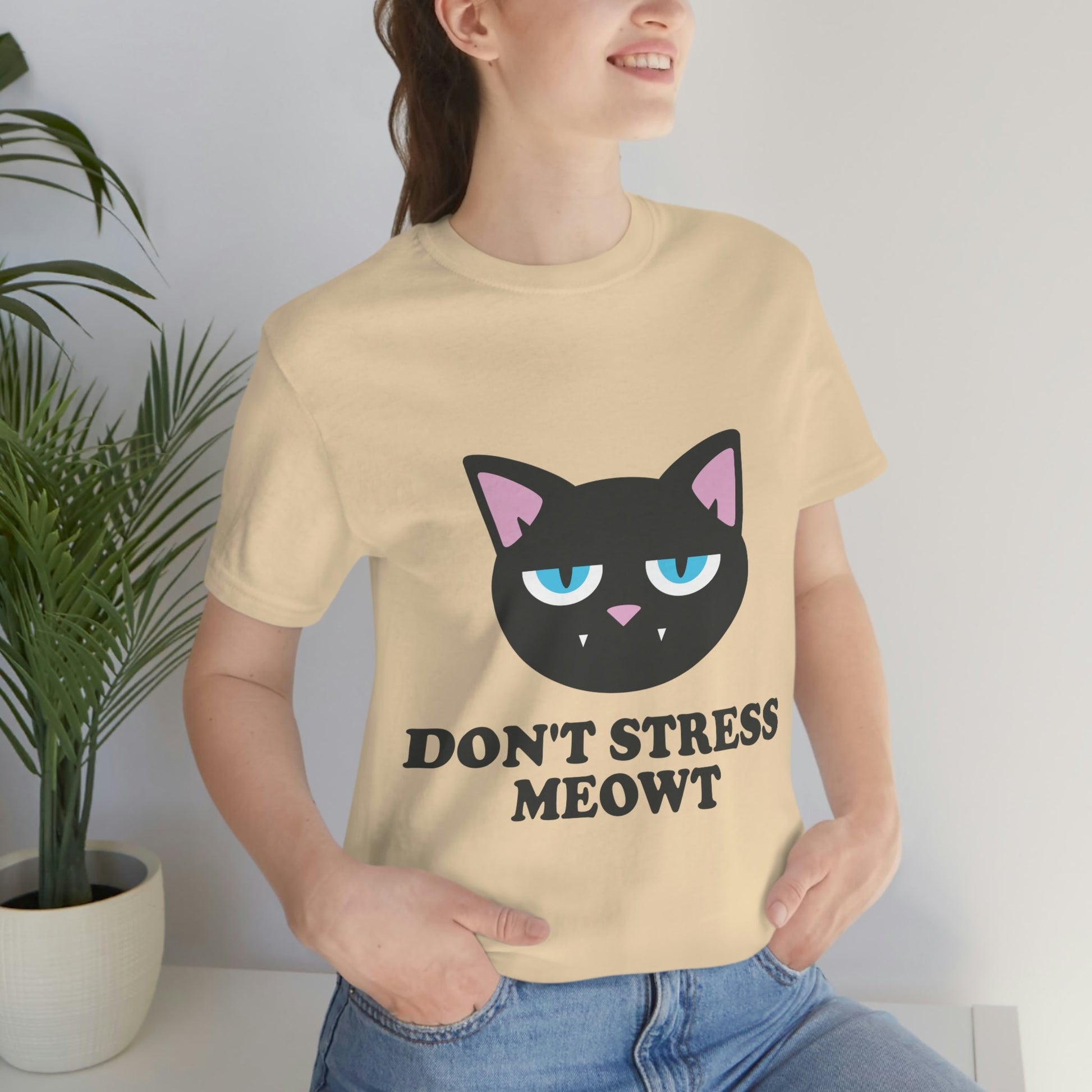 Don't Stress Meowt Funny Cat Meme Quotes Unisex Jersey Short Sleeve T-Shirt Ichaku [Perfect Gifts Selection]