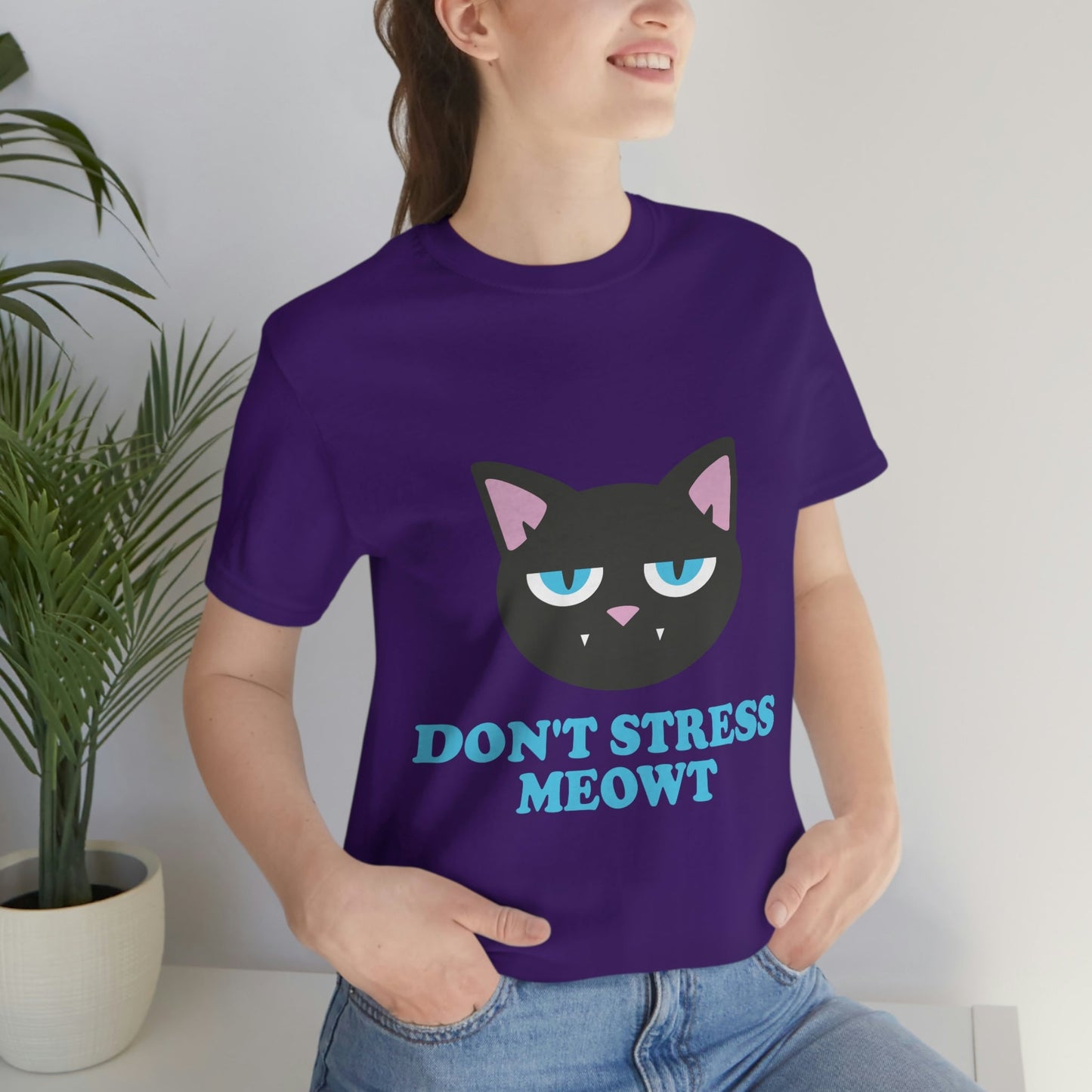 Don't Stress Meowt Funny Cat Meme Quotes Unisex Jersey Short Sleeve T-Shirt Ichaku [Perfect Gifts Selection]