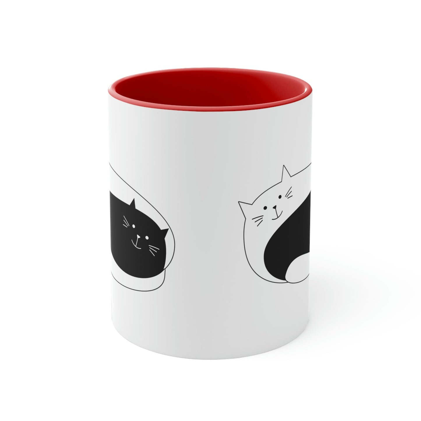 Dzen Cat Lovers Asian Style Cats Monochrome Accent Coffee Mug 11oz Ichaku [Perfect Gifts Selection]