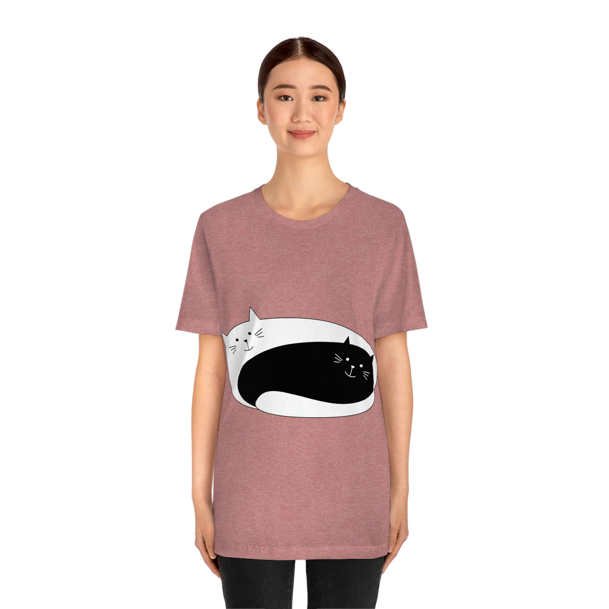 Dzen Cat Lovers Asian Style Cats Monochrome Unisex Jersey Short Sleeve T-Shirt Ichaku [Perfect Gifts Selection]