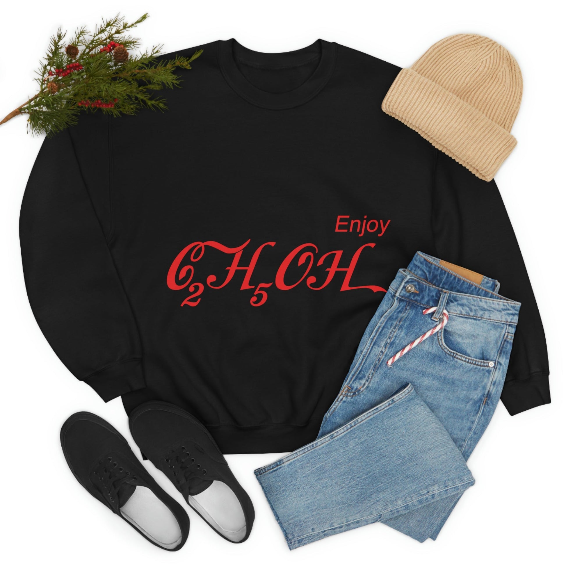 Enjoy C2H5OH Formula Ethanol Chemical Compound  Unisex Heavy Blend™ Crewneck Sweatshirt Ichaku [Perfect Gifts Selection]