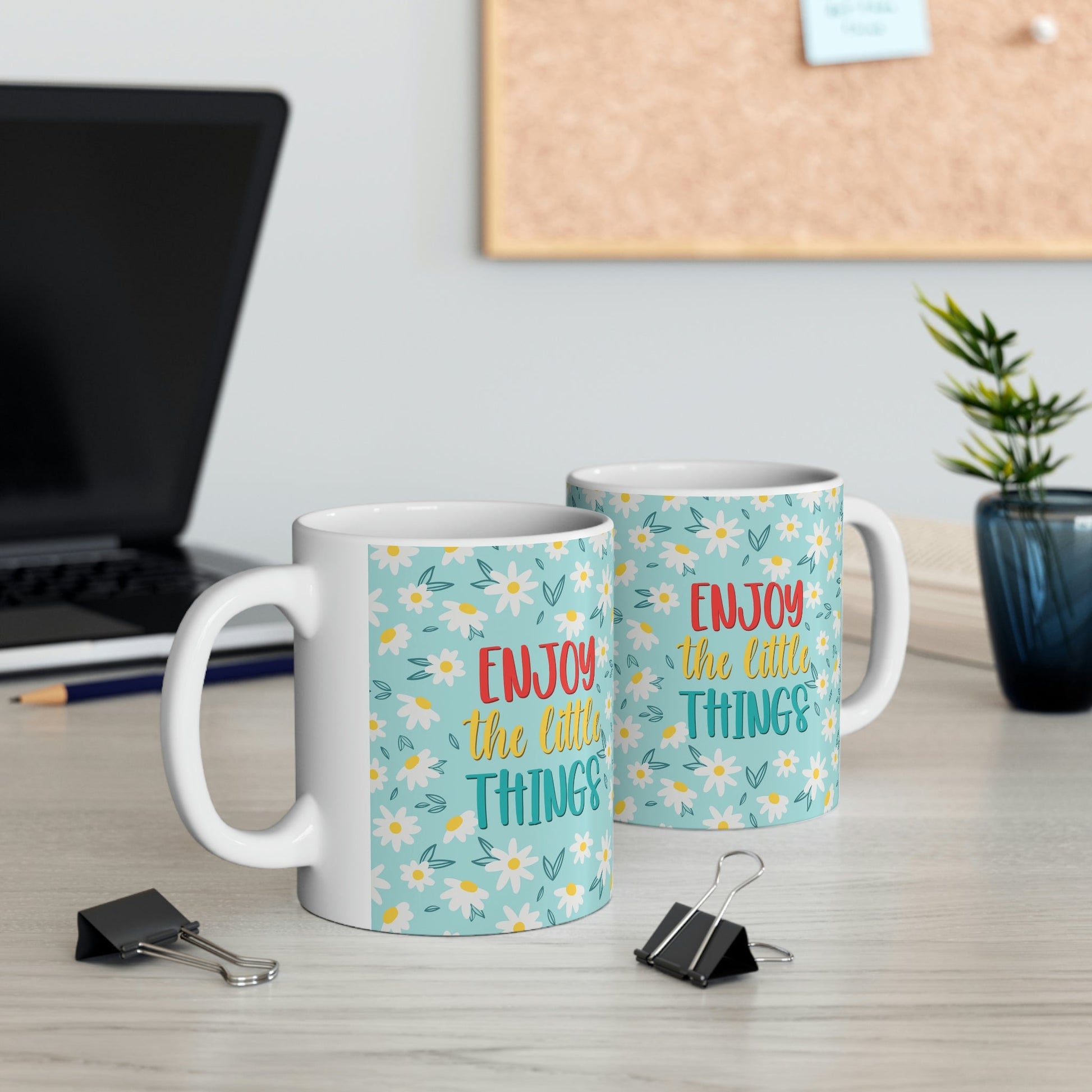 Enjoy The Little Things Art Text Ceramic Mug 11oz Ichaku [Perfect Gifts Selection]