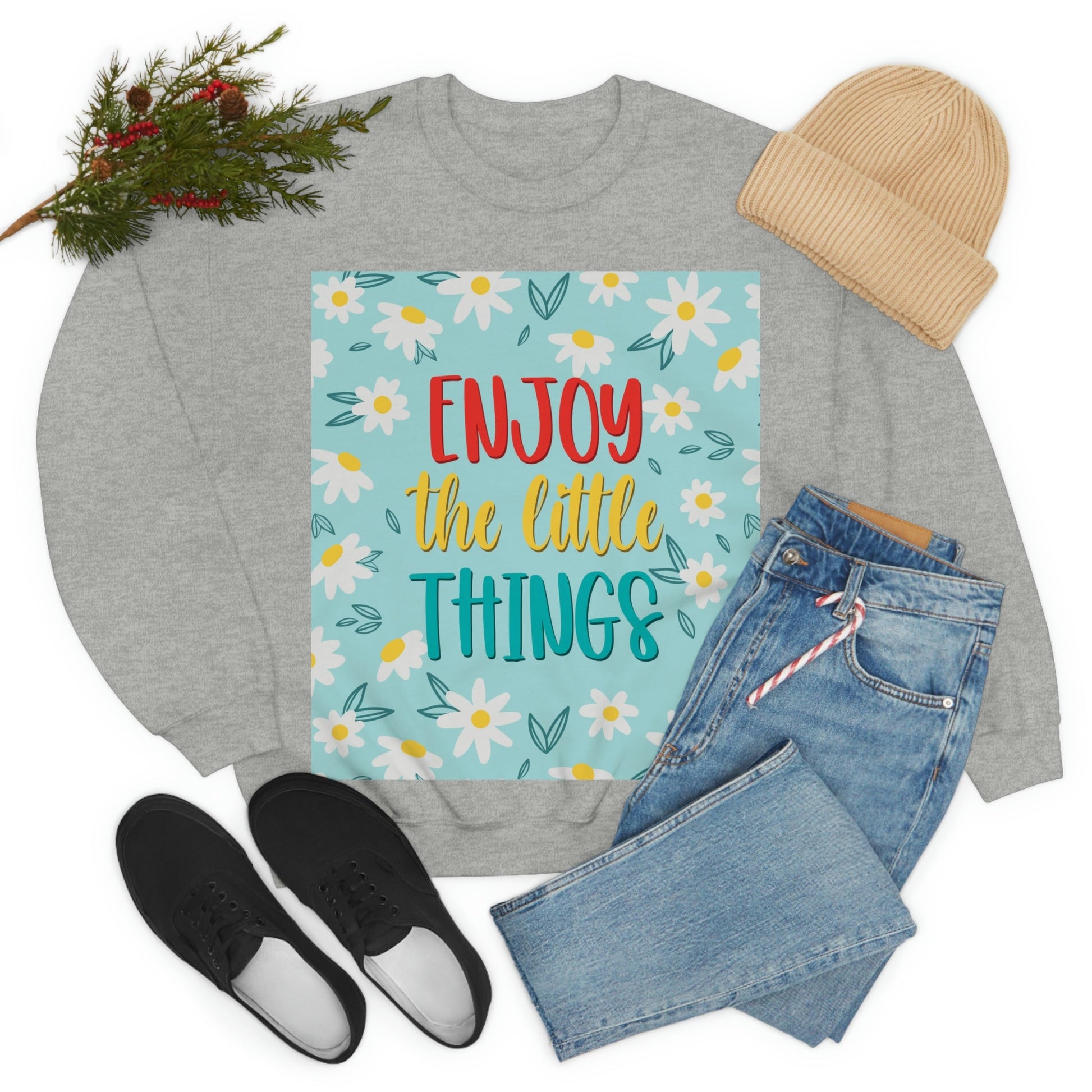 Enjoy The Little Things Art Unisex Heavy Blend™ Crewneck Sweatshirt Ichaku [Perfect Gifts Selection]