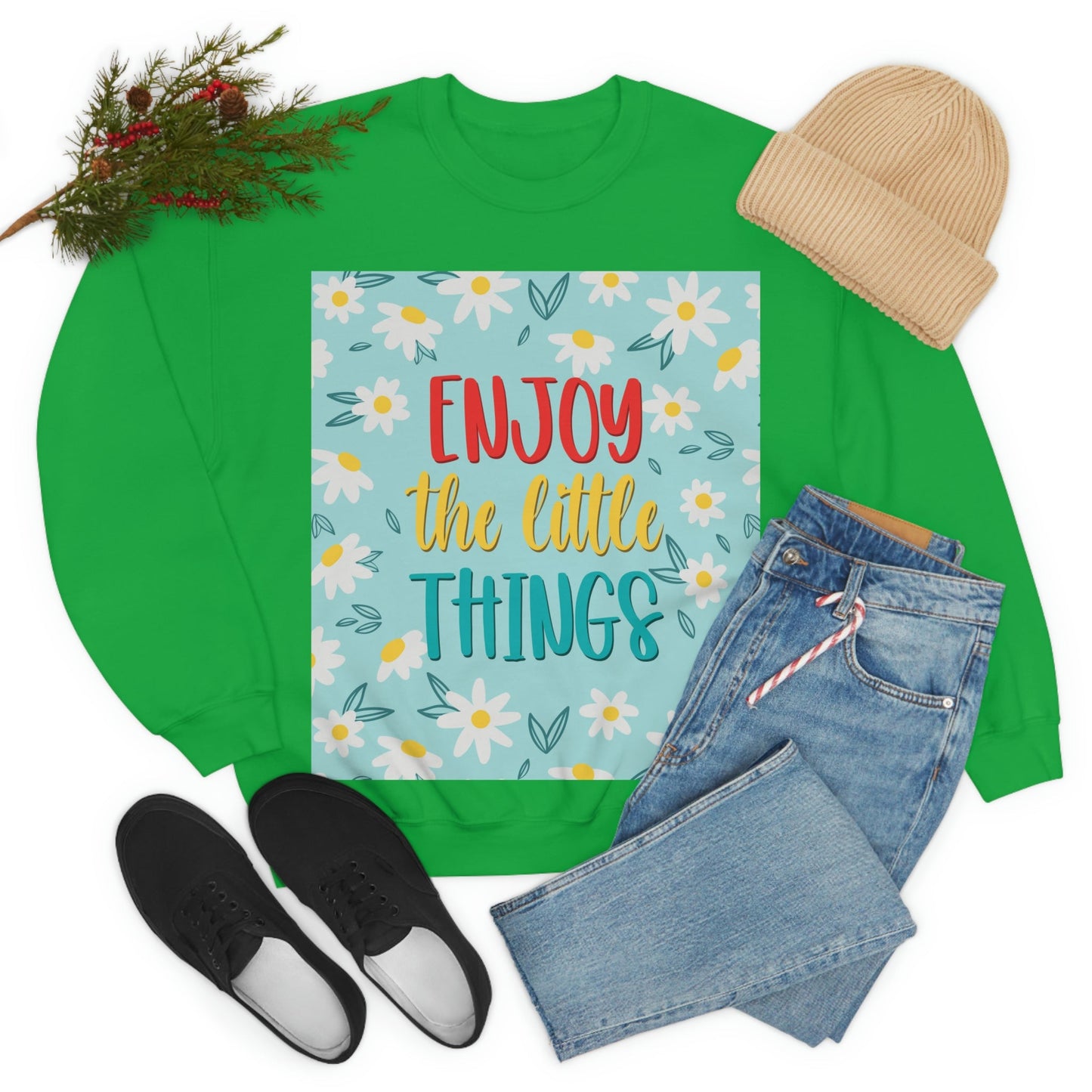 Enjoy The Little Things Art Unisex Heavy Blend™ Crewneck Sweatshirt Ichaku [Perfect Gifts Selection]