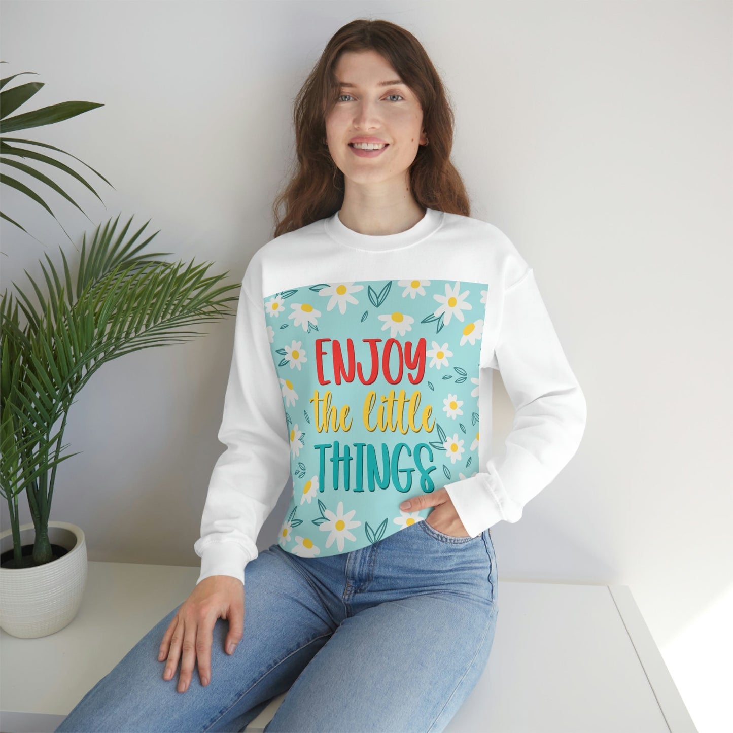 Enjoy The Little Things Art Unisex Heavy Blend™ Crewneck Sweatshirt Ichaku [Perfect Gifts Selection]