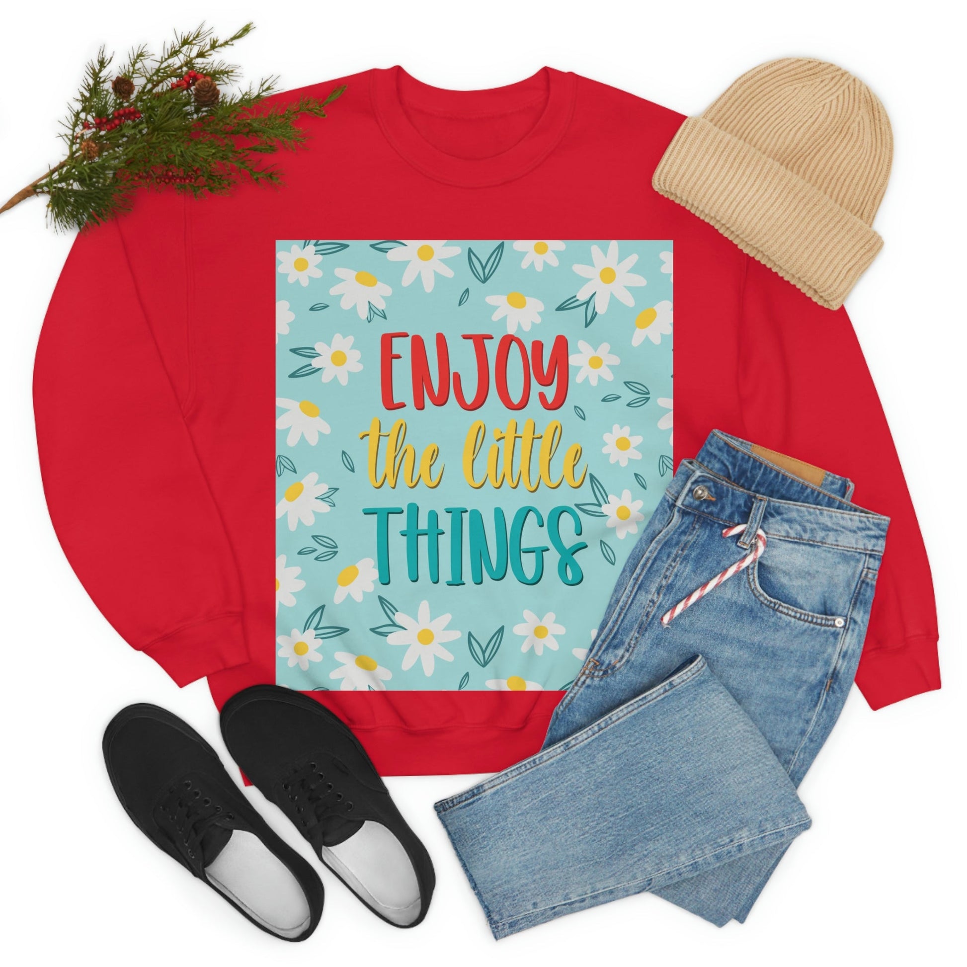 Enjoy The Little Things Art Unisex Heavy Blend™ Crewneck Sweatshirt Ichaku [Perfect Gifts Selection]