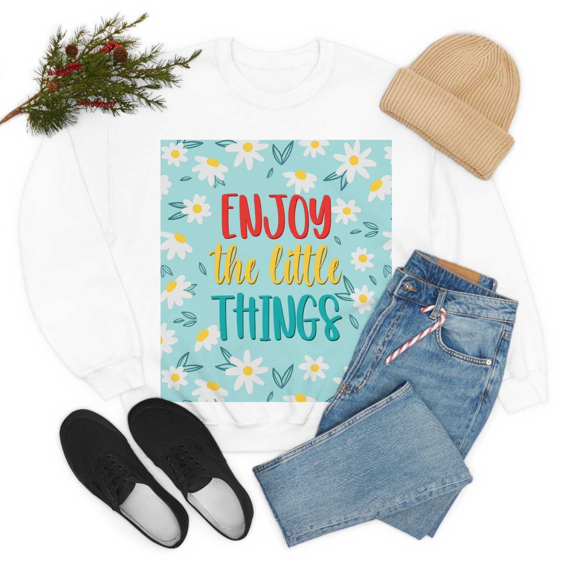 Enjoy The Little Things Art Unisex Heavy Blend™ Crewneck Sweatshirt Ichaku [Perfect Gifts Selection]