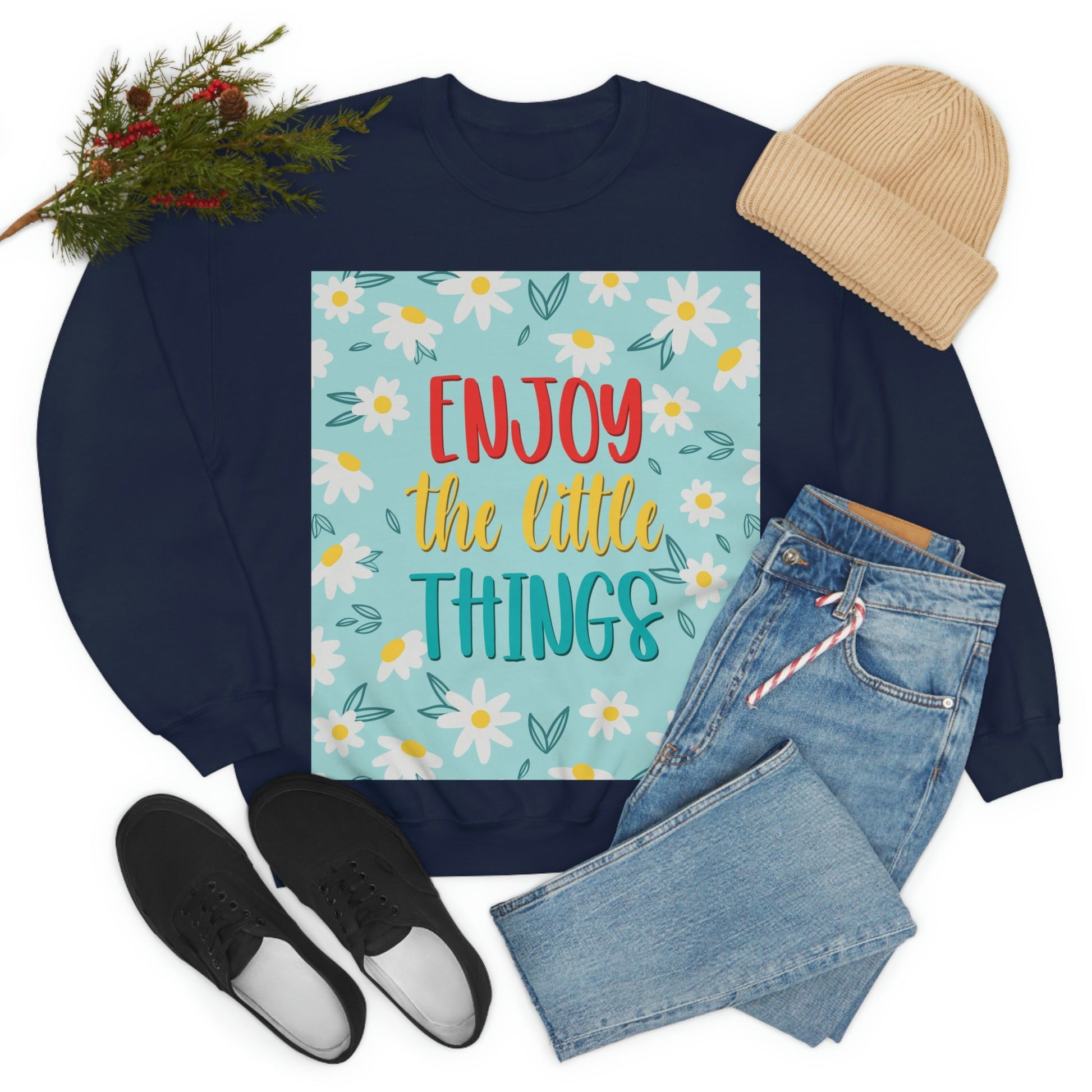 Enjoy The Little Things Art Unisex Heavy Blend™ Crewneck Sweatshirt Ichaku [Perfect Gifts Selection]