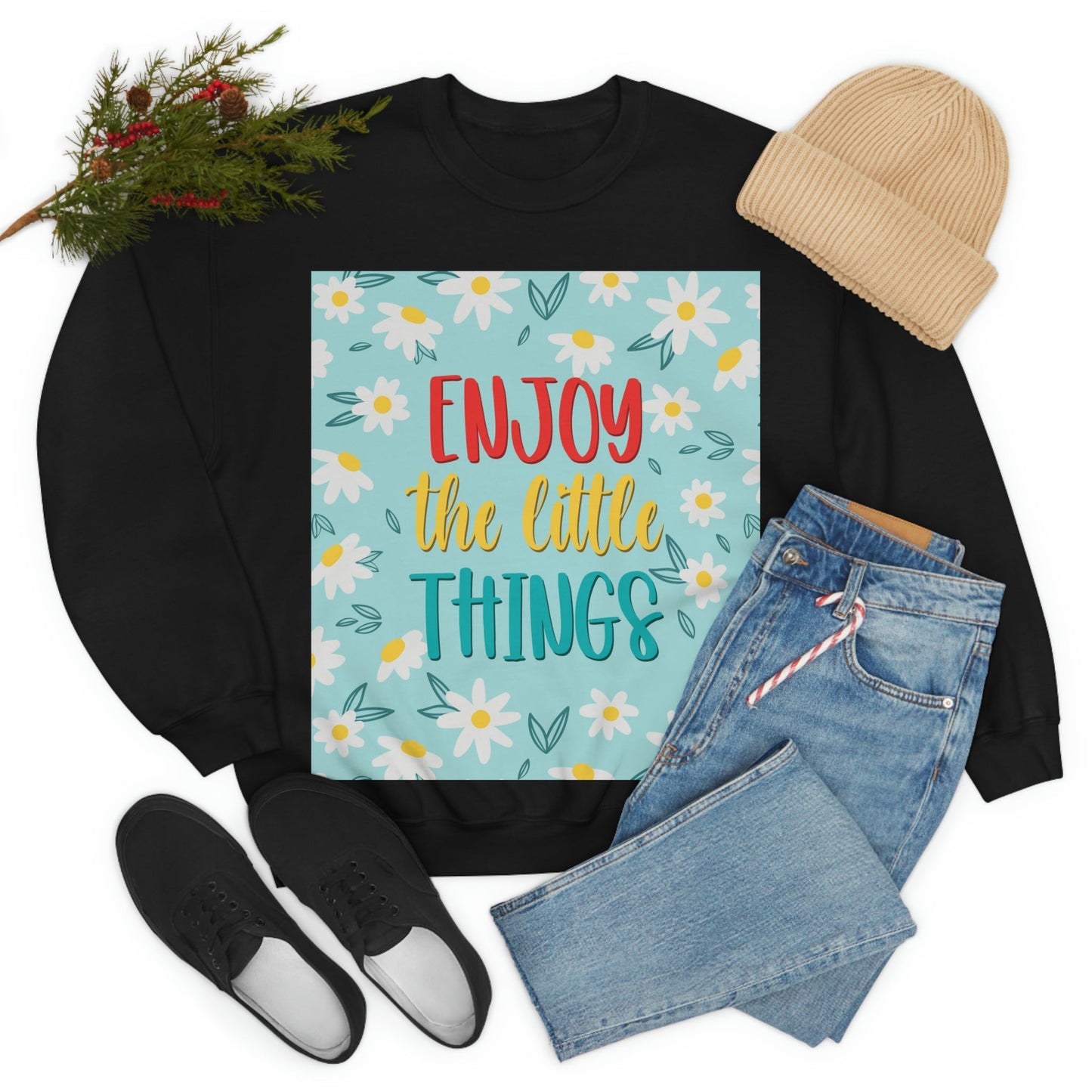 Enjoy The Little Things Art Unisex Heavy Blend™ Crewneck Sweatshirt Ichaku [Perfect Gifts Selection]