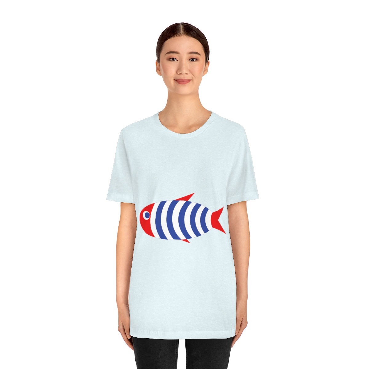 Fish Cartoon Sea Cute French Style Marine Unisex Jersey Short Sleeve T-Shirt Ichaku [Perfect Gifts Selection]