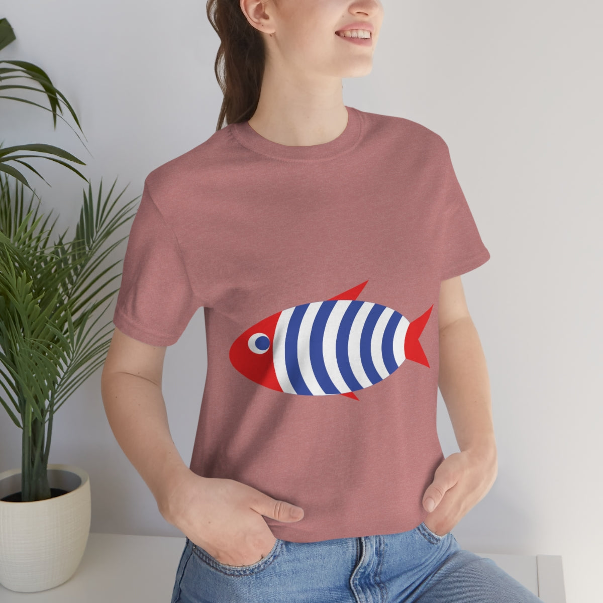 Fish Cartoon Sea Cute French Style Marine Unisex Jersey Short Sleeve T-Shirt Ichaku [Perfect Gifts Selection]