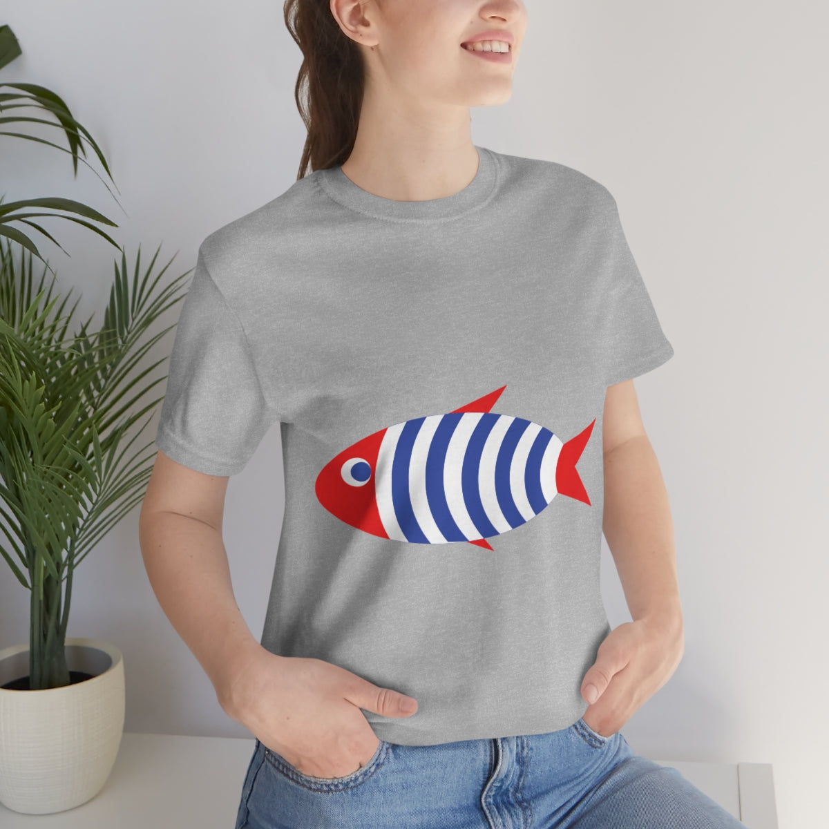 Fish Cartoon Sea Cute French Style Marine Unisex Jersey Short Sleeve T-Shirt Ichaku [Perfect Gifts Selection]