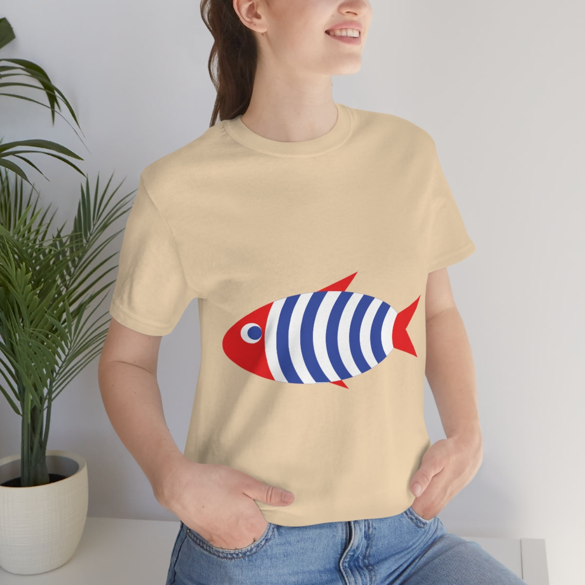 Fish Cartoon Sea Cute French Style Marine Unisex Jersey Short Sleeve T-Shirt Ichaku [Perfect Gifts Selection]