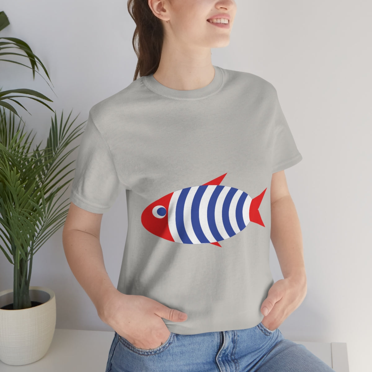 Fish Cartoon Sea Cute French Style Marine Unisex Jersey Short Sleeve T-Shirt Ichaku [Perfect Gifts Selection]