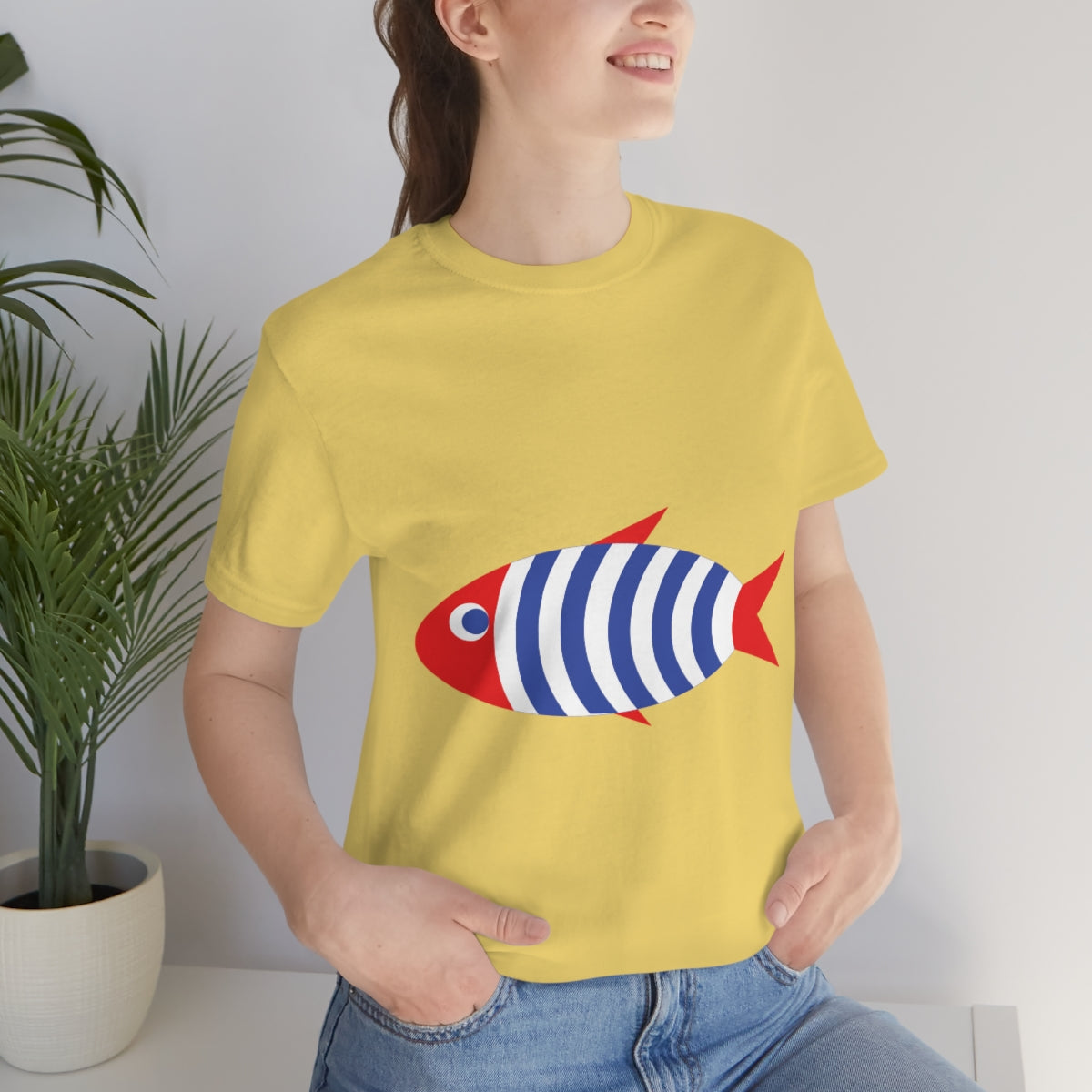 Fish Cartoon Sea Cute French Style Marine Unisex Jersey Short Sleeve T-Shirt Ichaku [Perfect Gifts Selection]