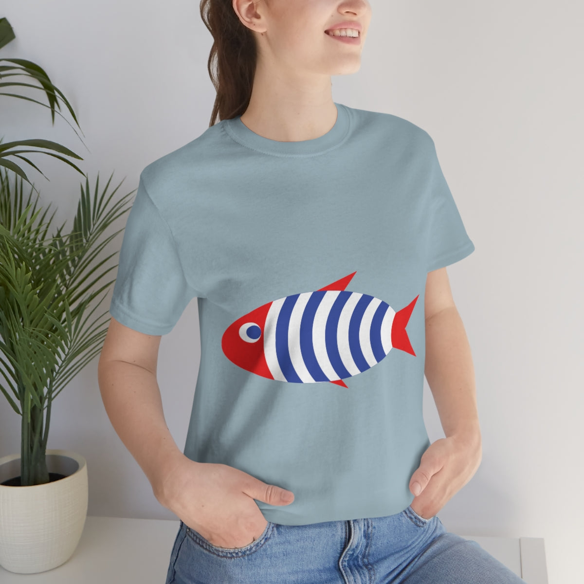 Fish Cartoon Sea Cute French Style Marine Unisex Jersey Short Sleeve T-Shirt Ichaku [Perfect Gifts Selection]