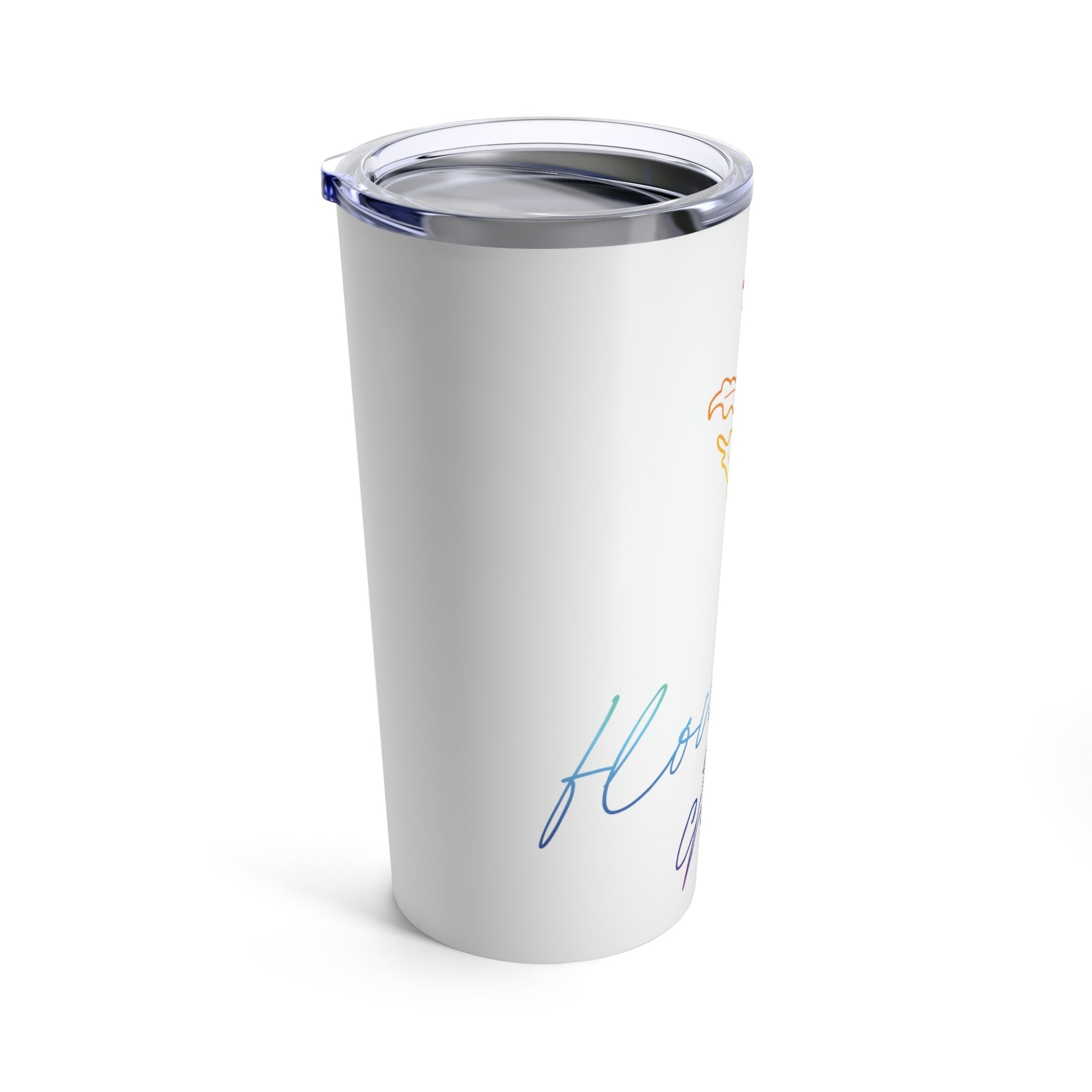 Flower Child Minimalist Art Colored Text Stainless Steel Hot or Cold Vacuum Tumbler 20oz Ichaku [Perfect Gifts Selection]