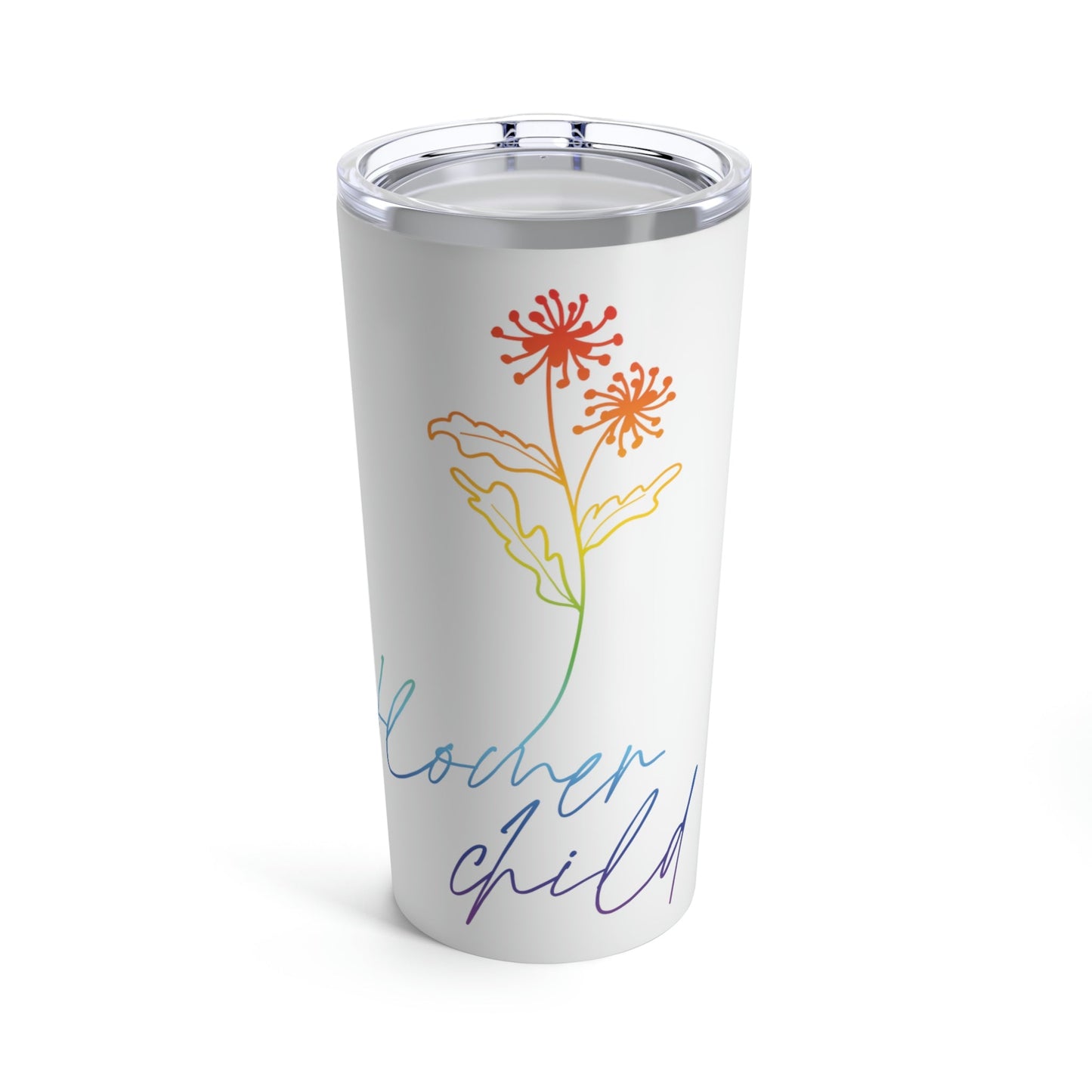 Flower Child Minimalist Art Colored Text Stainless Steel Hot or Cold Vacuum Tumbler 20oz Ichaku [Perfect Gifts Selection]
