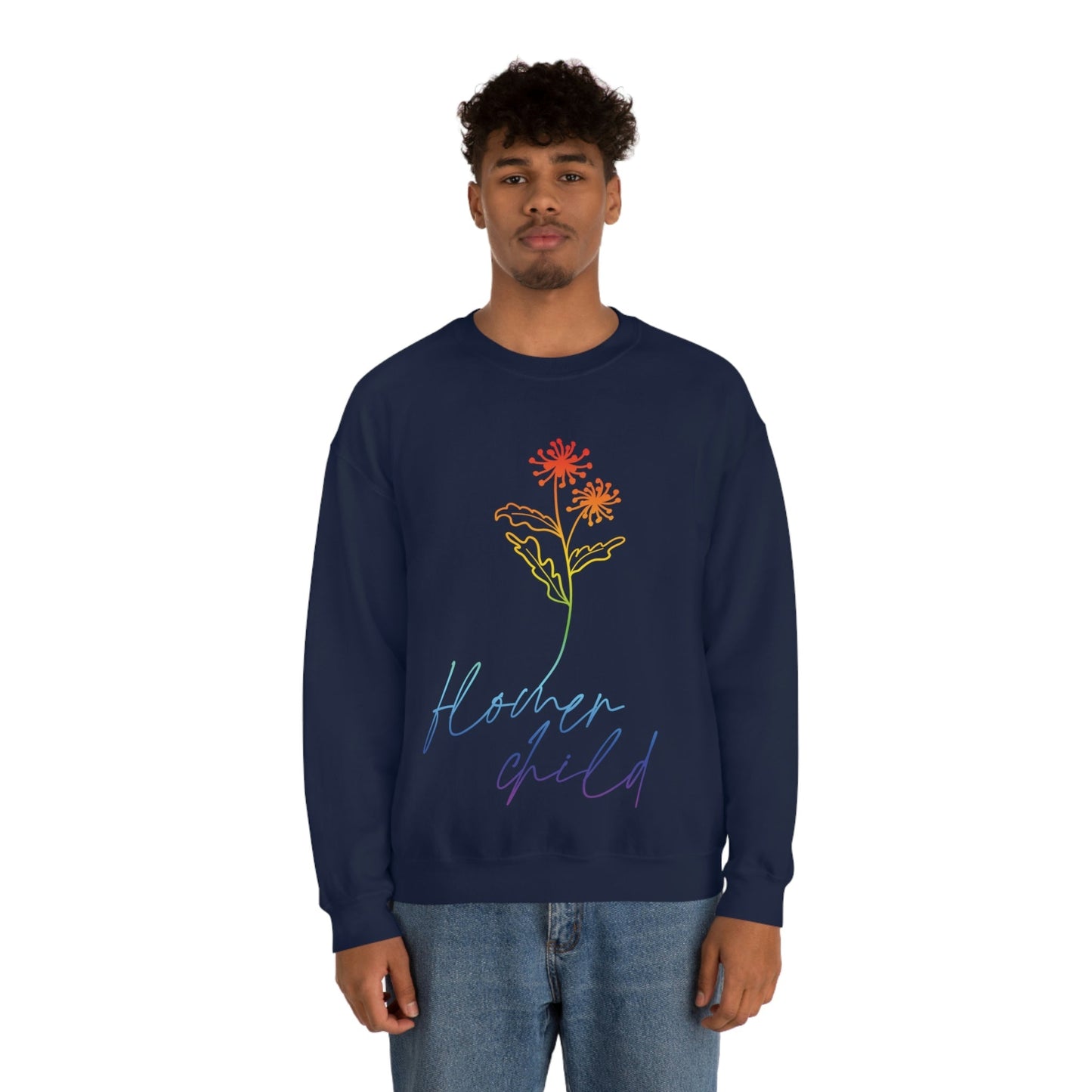 Flower Child Minimalist Art Unisex Heavy Blend™ Crewneck Sweatshirt Ichaku [Perfect Gifts Selection]