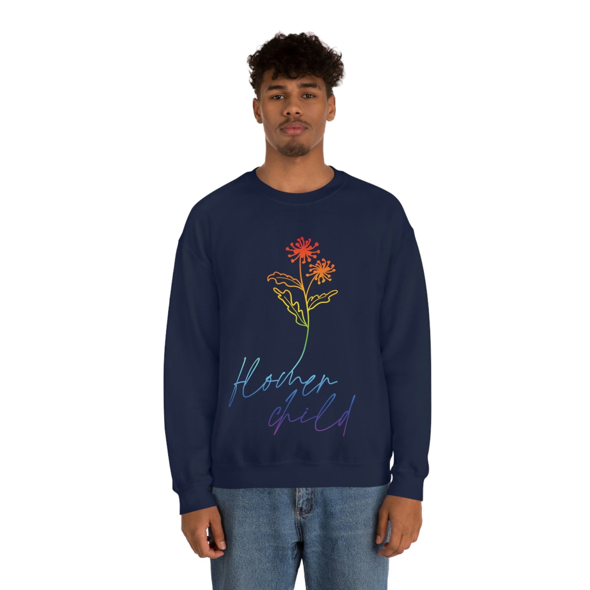 Flower Child Minimalist Art Unisex Heavy Blend™ Crewneck Sweatshirt Ichaku [Perfect Gifts Selection]