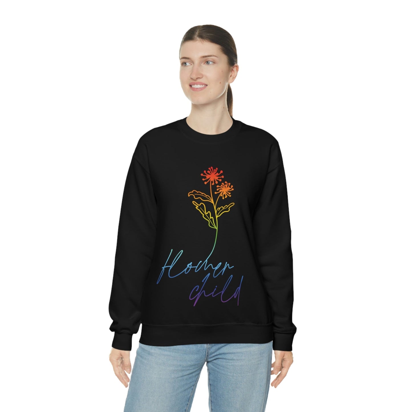 Flower Child Minimalist Art Unisex Heavy Blend™ Crewneck Sweatshirt Ichaku [Perfect Gifts Selection]