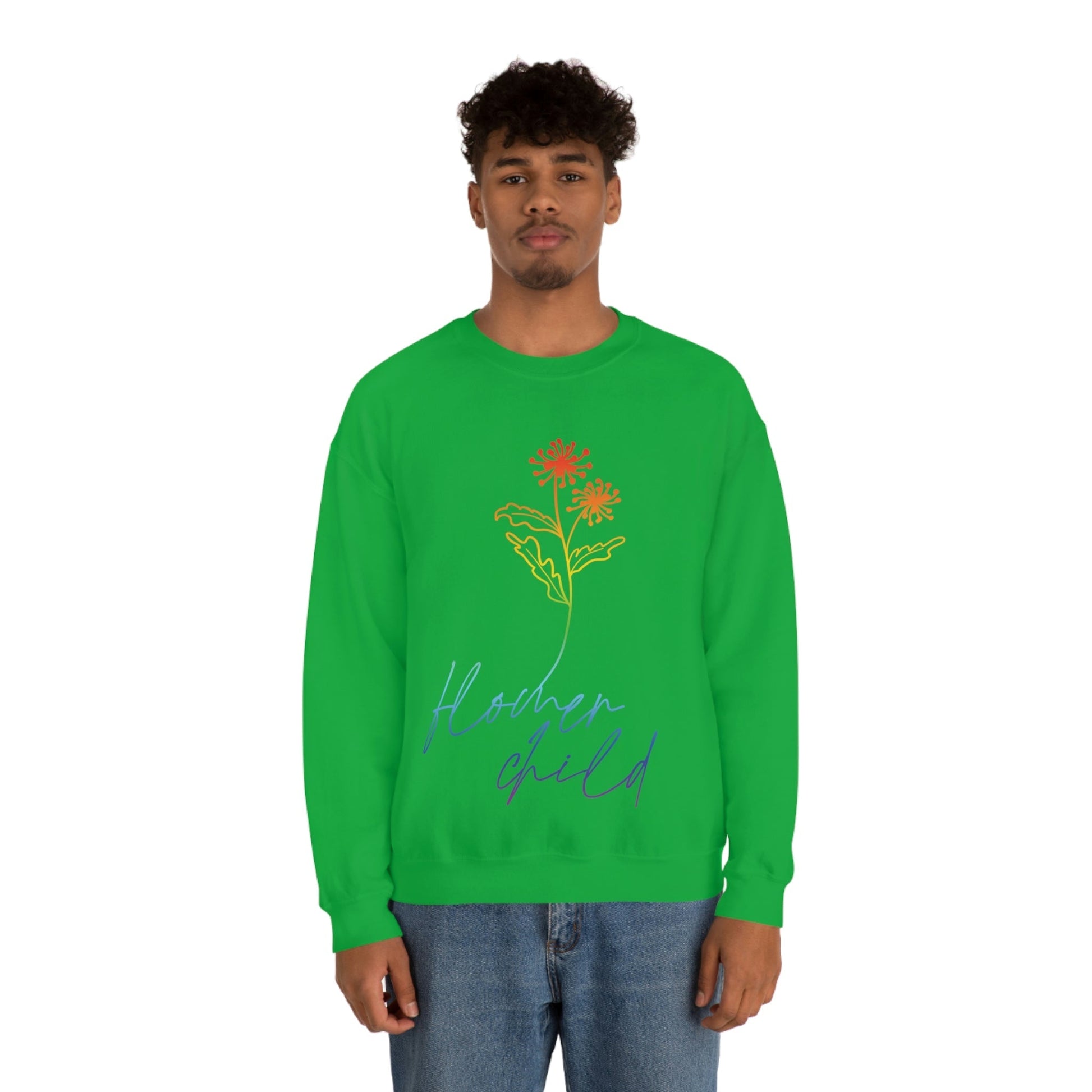 Flower Child Minimalist Art Unisex Heavy Blend™ Crewneck Sweatshirt Ichaku [Perfect Gifts Selection]