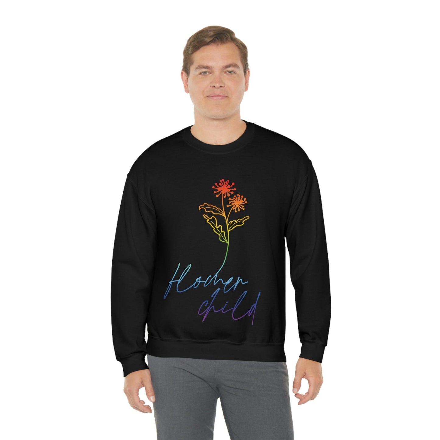 Flower Child Minimalist Art Unisex Heavy Blend™ Crewneck Sweatshirt Ichaku [Perfect Gifts Selection]