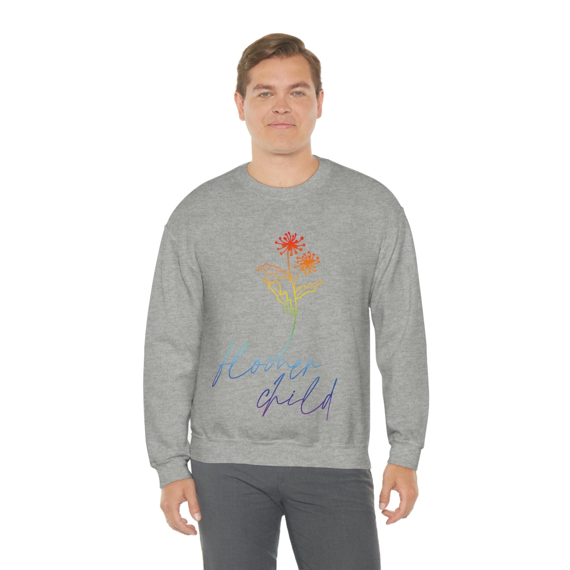 Flower Child Minimalist Art Unisex Heavy Blend™ Crewneck Sweatshirt Ichaku [Perfect Gifts Selection]