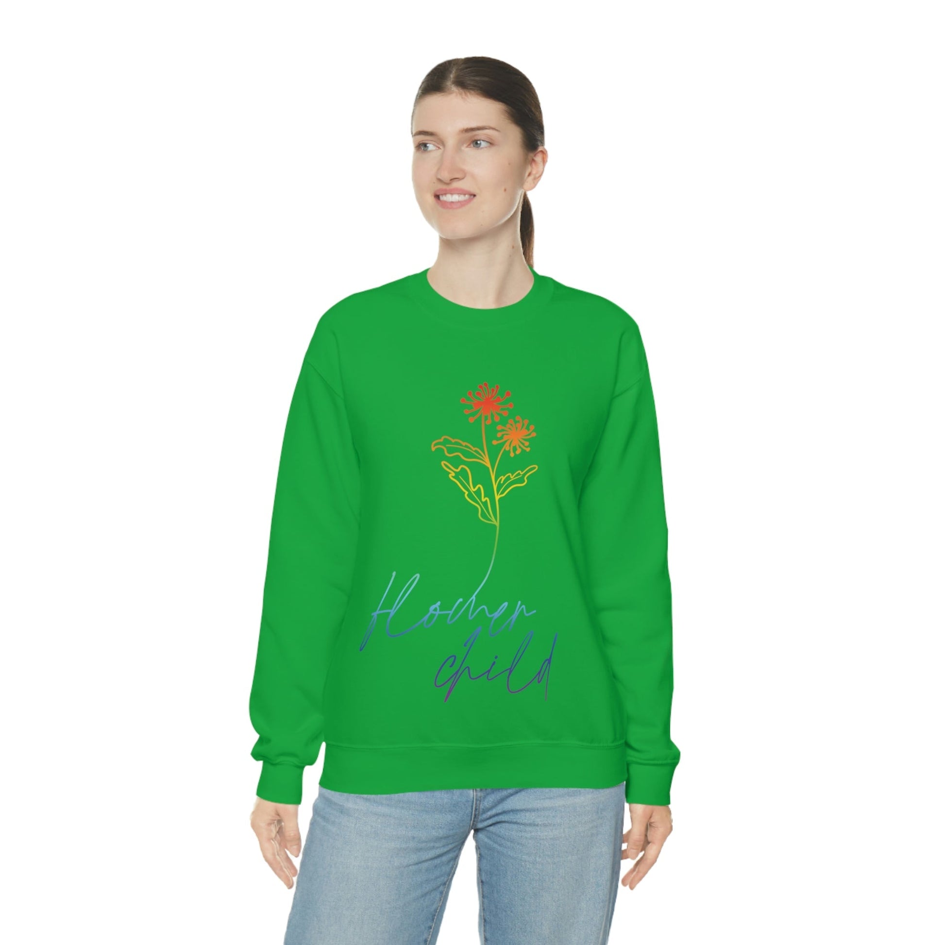 Flower Child Minimalist Art Unisex Heavy Blend™ Crewneck Sweatshirt Ichaku [Perfect Gifts Selection]