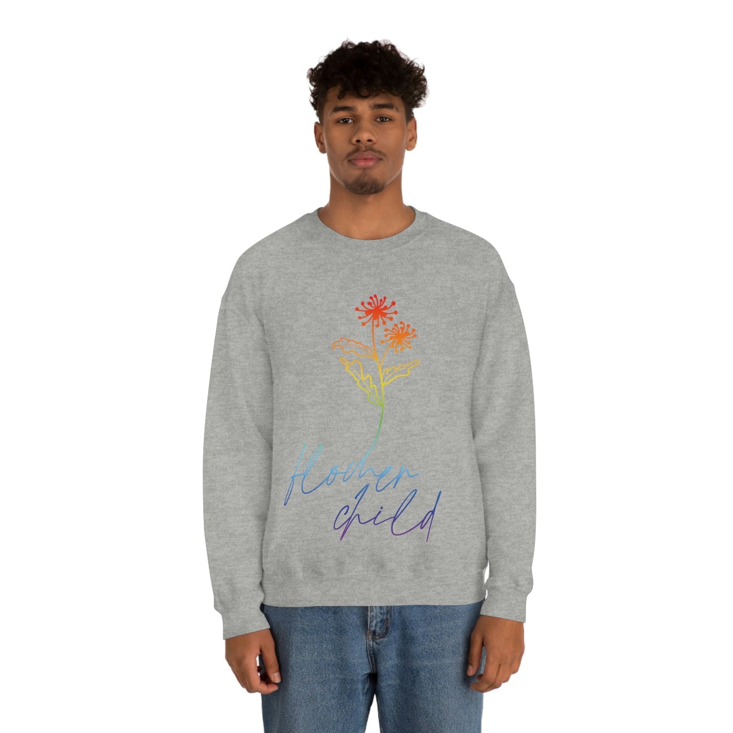 Flower Child Minimalist Art Unisex Heavy Blend™ Crewneck Sweatshirt Ichaku [Perfect Gifts Selection]