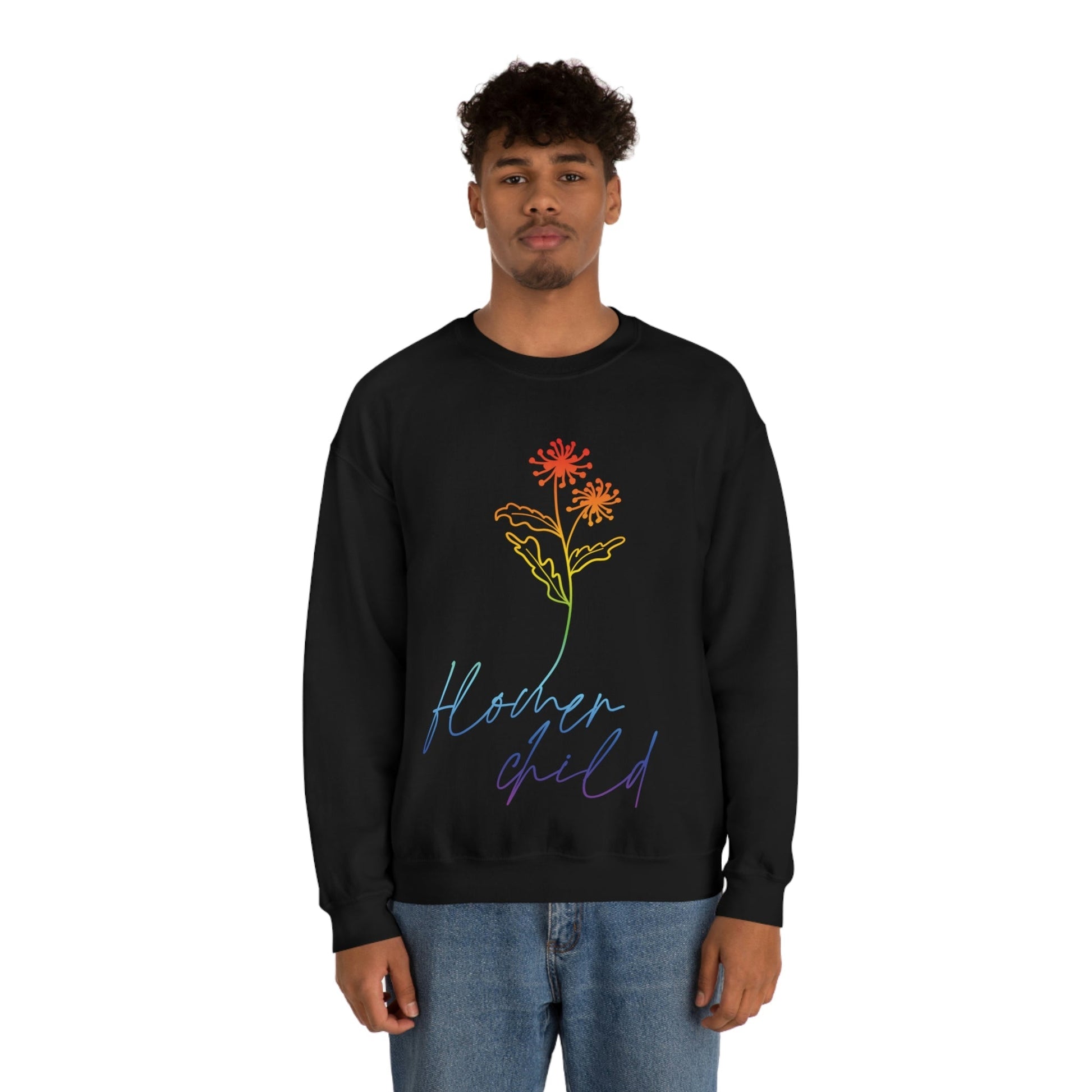 Flower Child Minimalist Art Unisex Heavy Blend™ Crewneck Sweatshirt Ichaku [Perfect Gifts Selection]