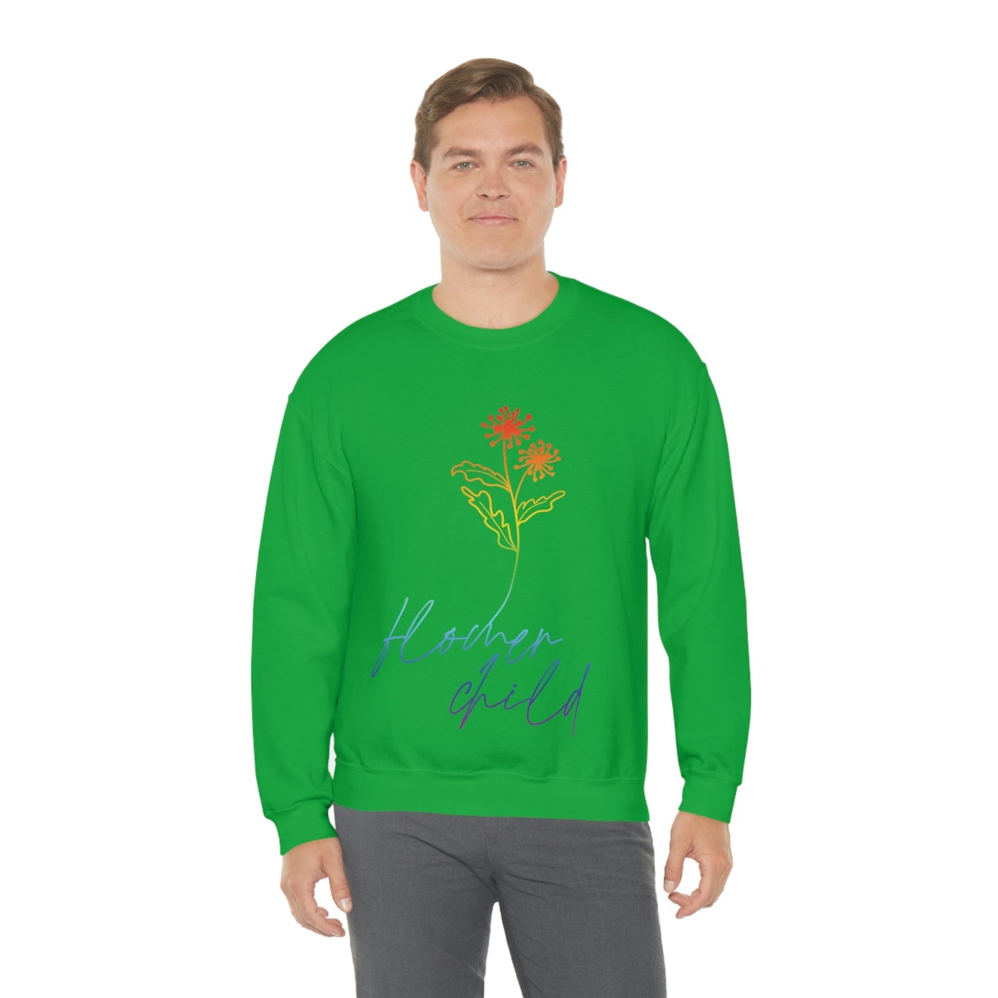 Flower Child Minimalist Art Unisex Heavy Blend™ Crewneck Sweatshirt Ichaku [Perfect Gifts Selection]