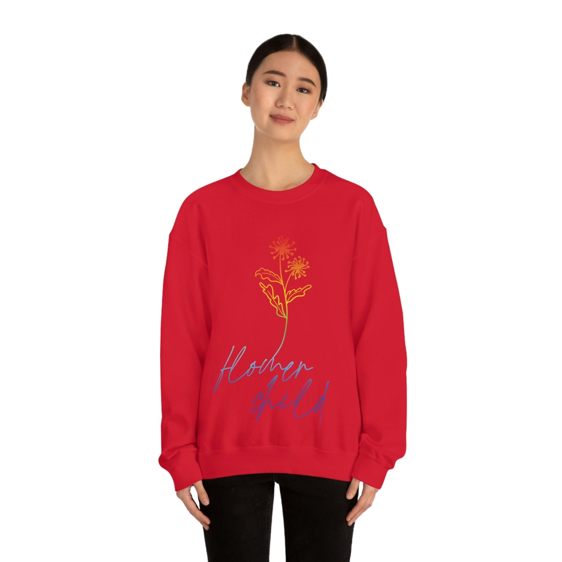 Flower Child Minimalist Art Unisex Heavy Blend™ Crewneck Sweatshirt Ichaku [Perfect Gifts Selection]