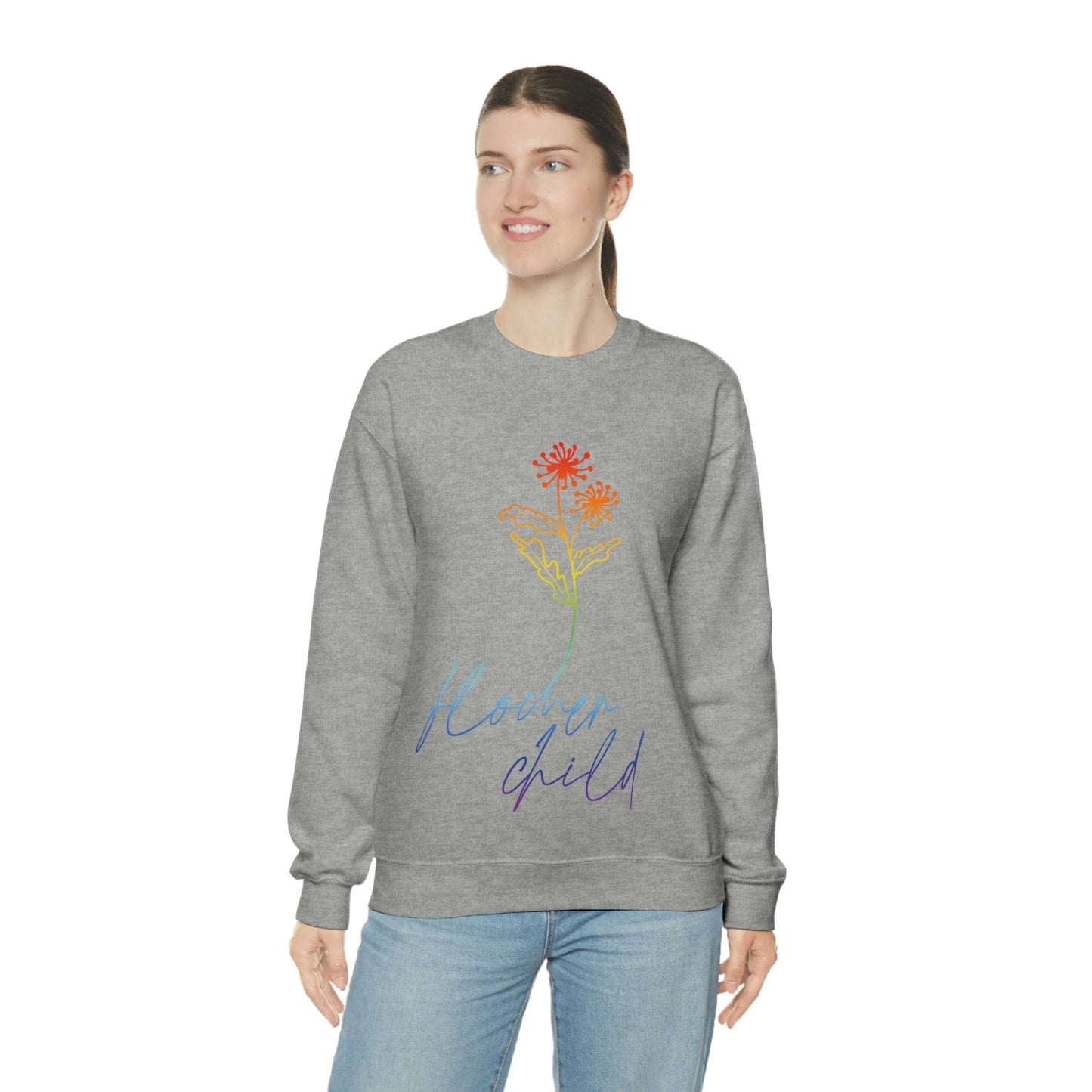 Flower Child Minimalist Art Unisex Heavy Blend™ Crewneck Sweatshirt Ichaku [Perfect Gifts Selection]