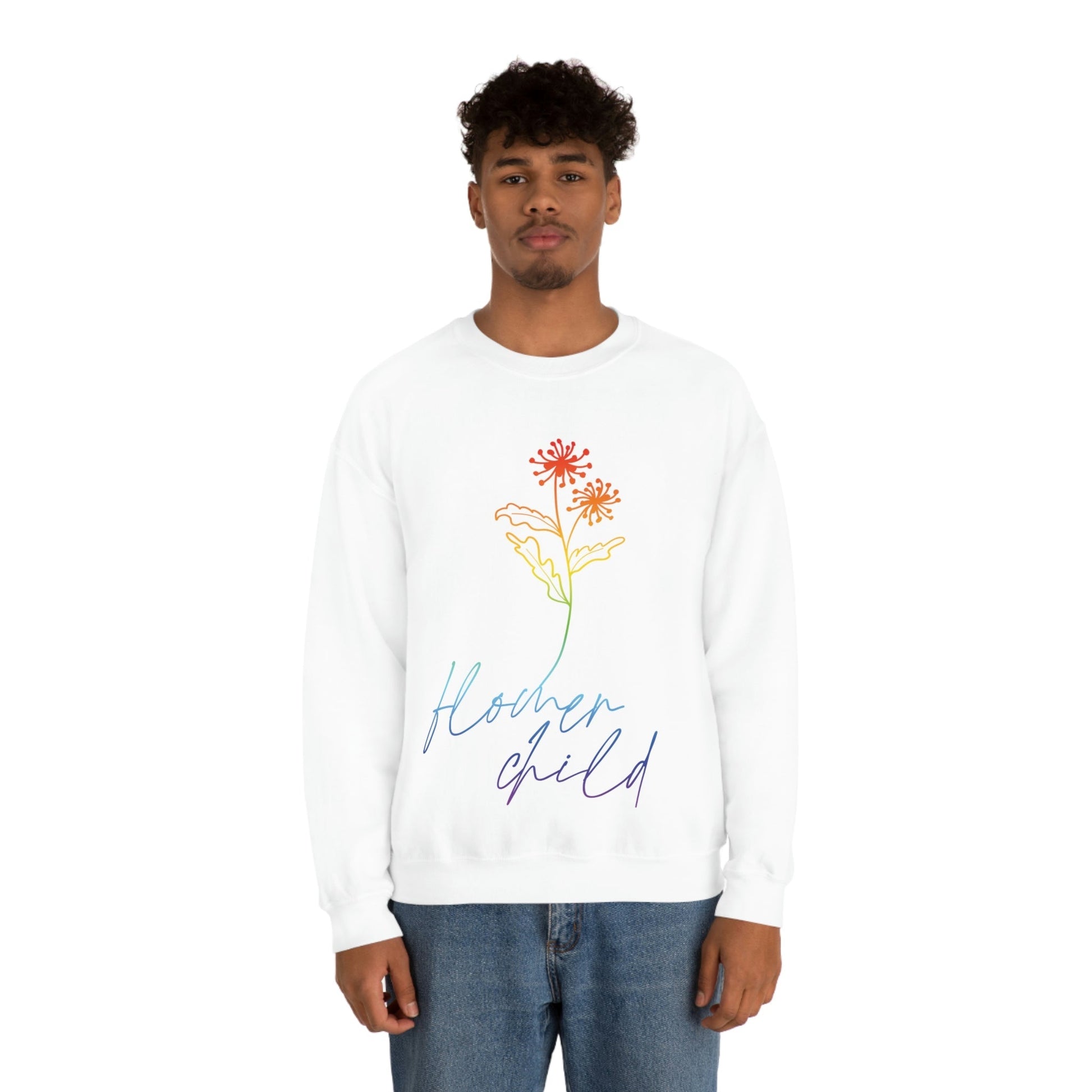 Flower Child Minimalist Art Unisex Heavy Blend™ Crewneck Sweatshirt Ichaku [Perfect Gifts Selection]