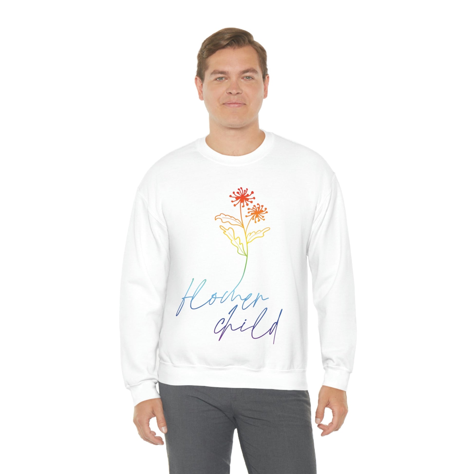 Flower Child Minimalist Art Unisex Heavy Blend™ Crewneck Sweatshirt Ichaku [Perfect Gifts Selection]