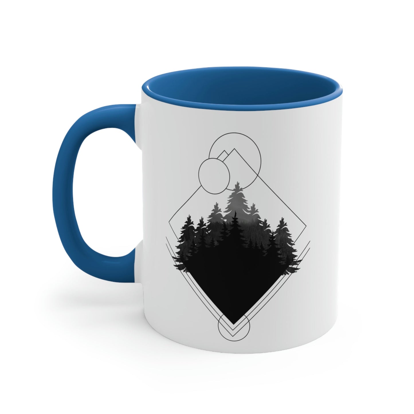 Forest Landscape Explore Monochrome Adventure Black Text Classic Accent Coffee Mug 11oz Ichaku [Perfect Gifts Selection]