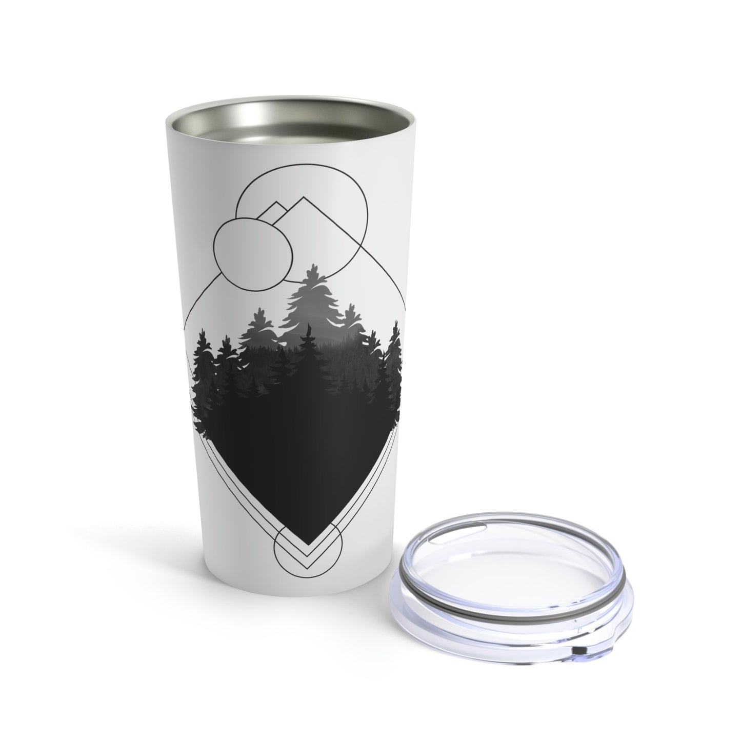 Forest Landscape Explore Monochrome Adventure Black Text Stainless Steel Hot or Cold Vacuum Tumbler 20oz Ichaku [Perfect Gifts Selection]