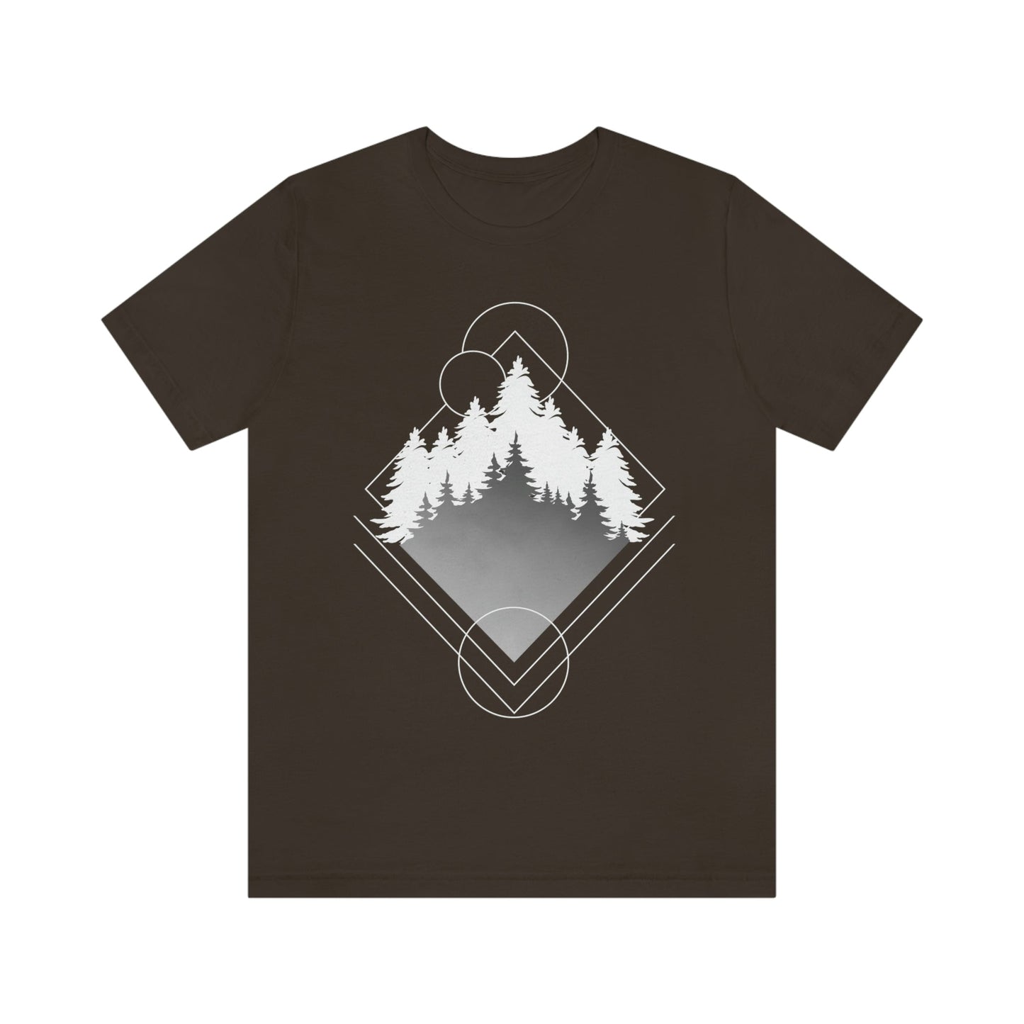 Forest Landscape Explore Monochrome Adventure Unisex Jersey Short Sleeve T-Shirt Ichaku [Perfect Gifts Selection]