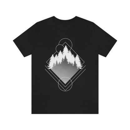 Forest Landscape Explore Monochrome Adventure Unisex Jersey Short Sleeve T-Shirt Ichaku [Perfect Gifts Selection]