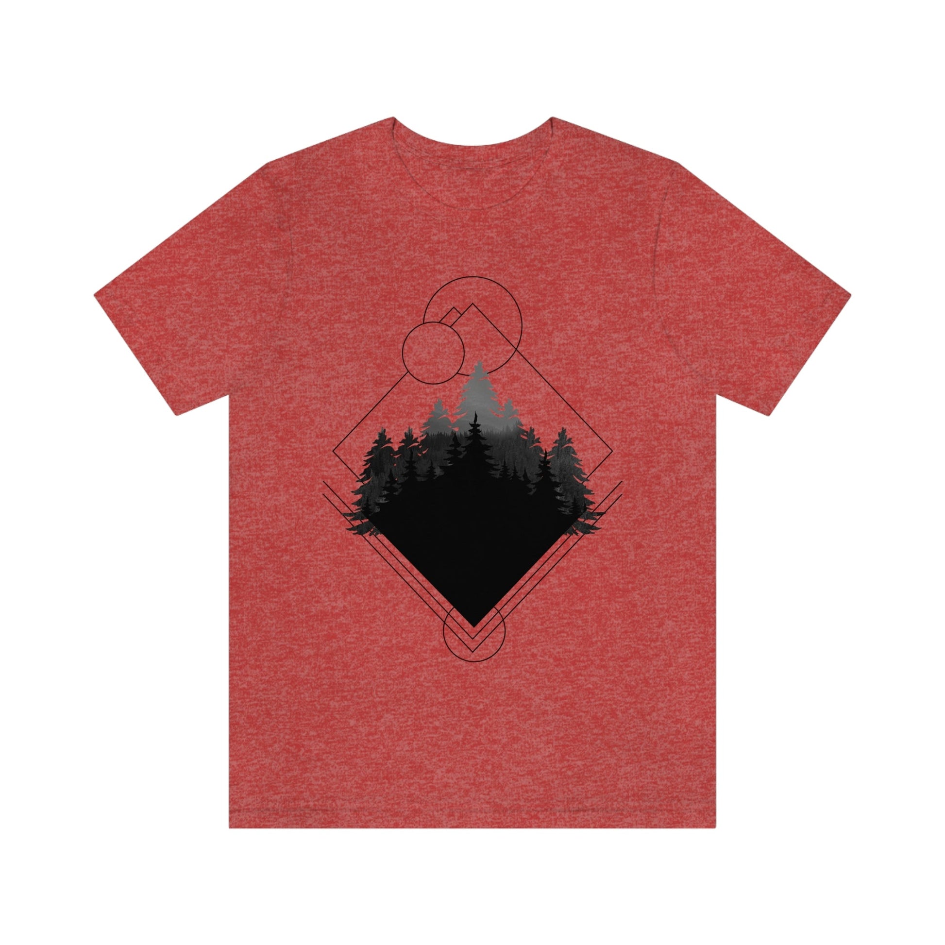 Forest Landscape Explore Monochrome Adventure Unisex Jersey Short Sleeve T-Shirt Ichaku [Perfect Gifts Selection]