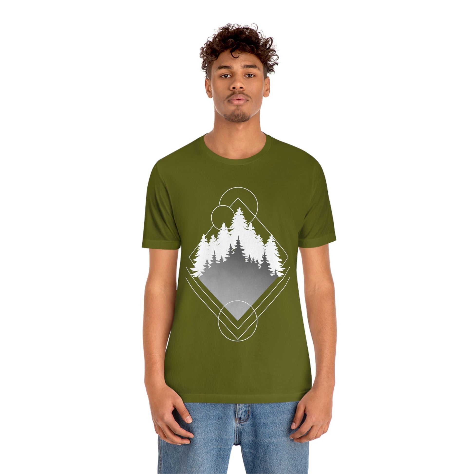 Forest Landscape Explore Monochrome Adventure Unisex Jersey Short Sleeve T-Shirt Ichaku [Perfect Gifts Selection]