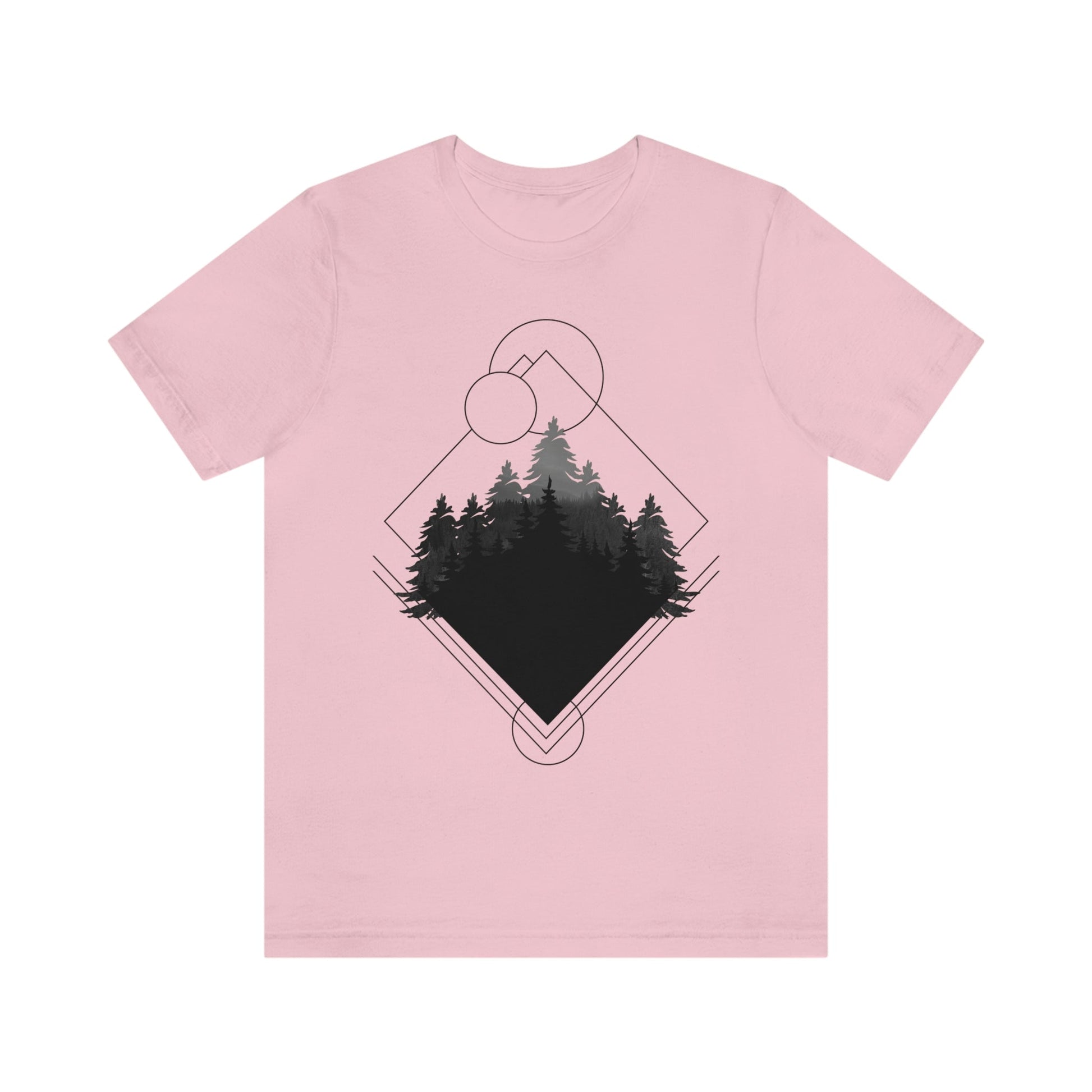 Forest Landscape Explore Monochrome Adventure Unisex Jersey Short Sleeve T-Shirt Ichaku [Perfect Gifts Selection]