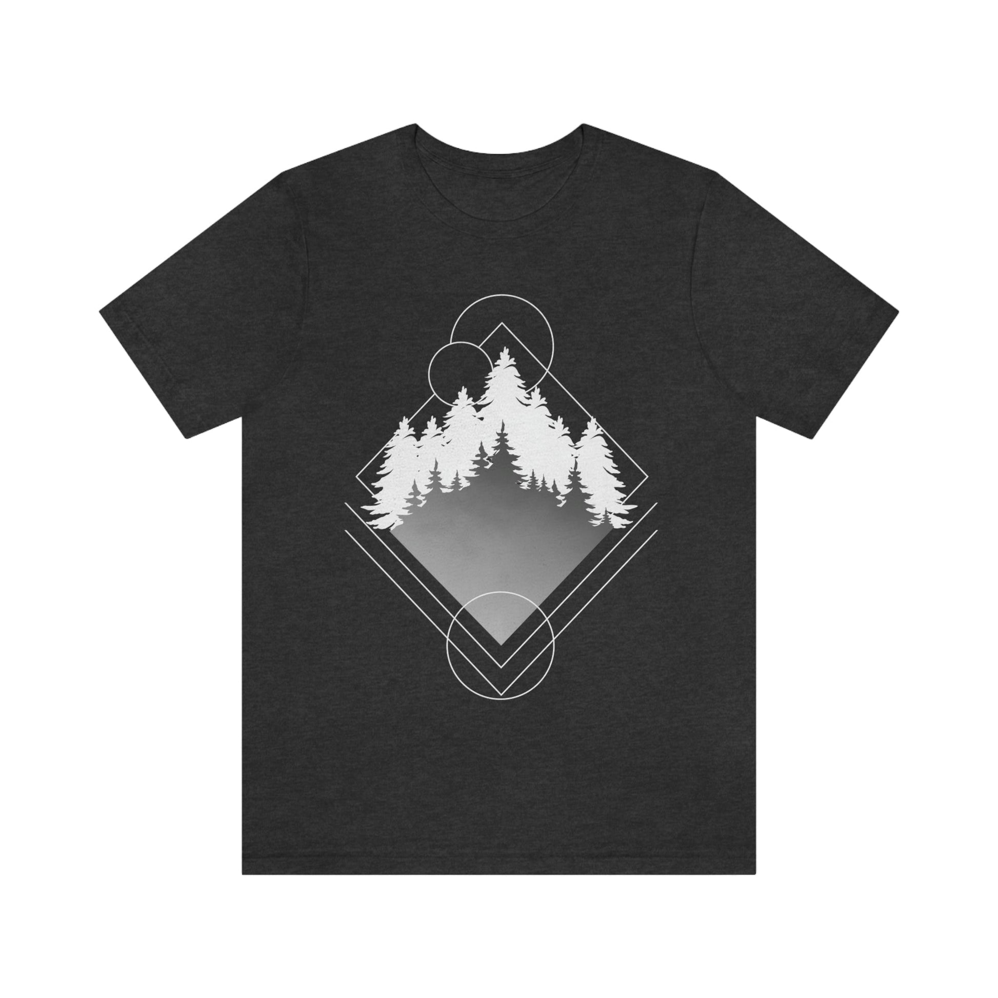 Forest Landscape Explore Monochrome Adventure Unisex Jersey Short Sleeve T-Shirt Ichaku [Perfect Gifts Selection]