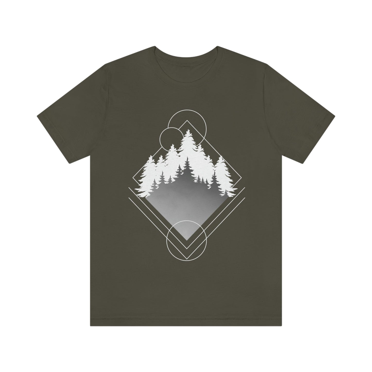 Forest Landscape Explore Monochrome Adventure Unisex Jersey Short Sleeve T-Shirt Ichaku [Perfect Gifts Selection]