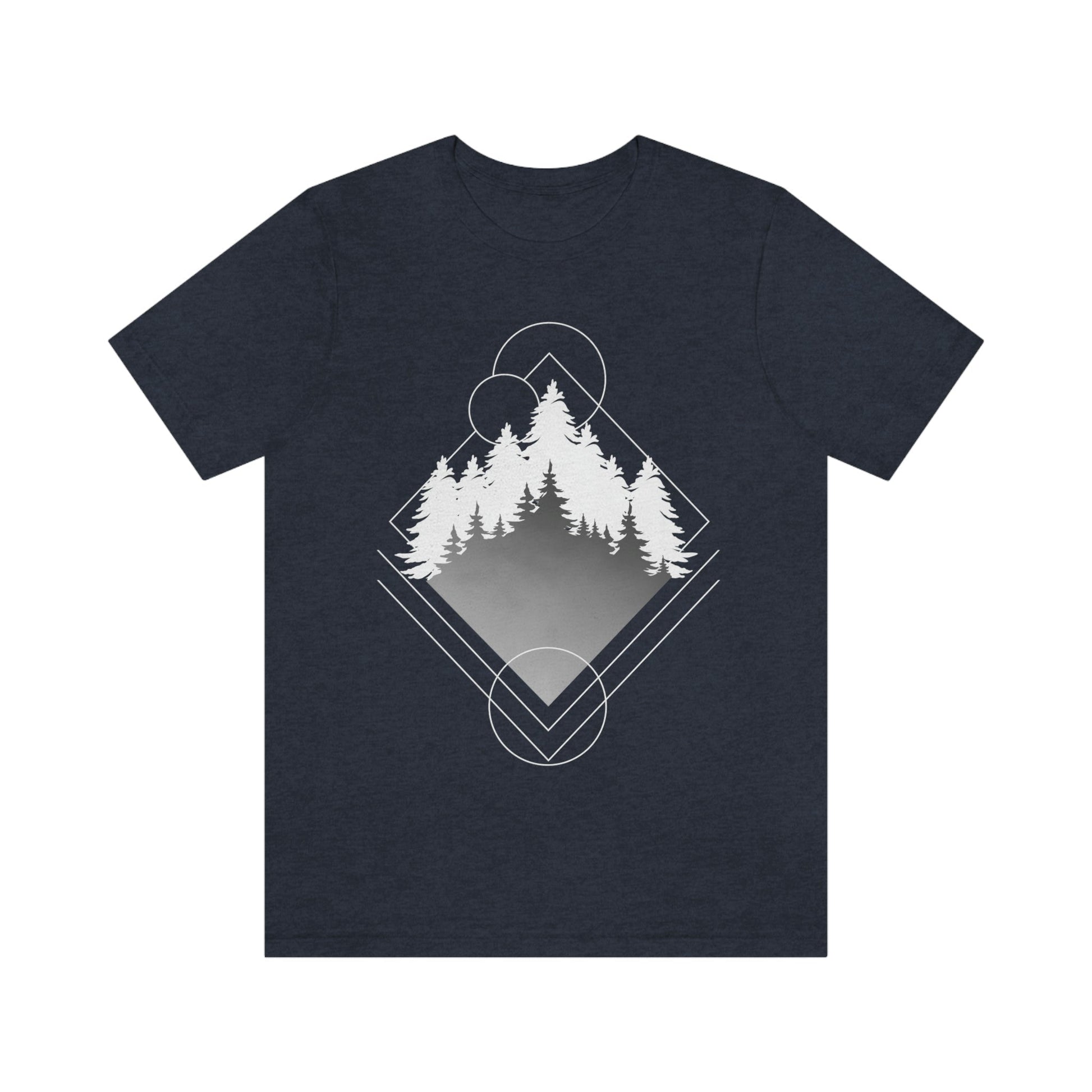 Forest Landscape Explore Monochrome Adventure Unisex Jersey Short Sleeve T-Shirt Ichaku [Perfect Gifts Selection]